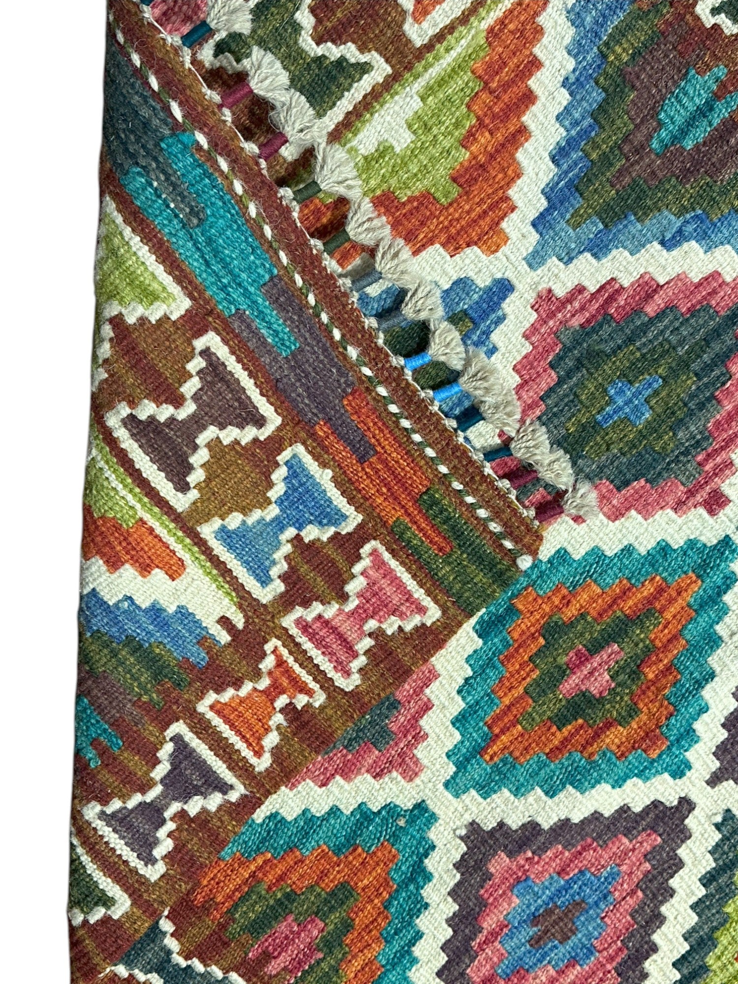 Hand-Woven Afghani Kilim Wool Rug 2'2" x 6'6"