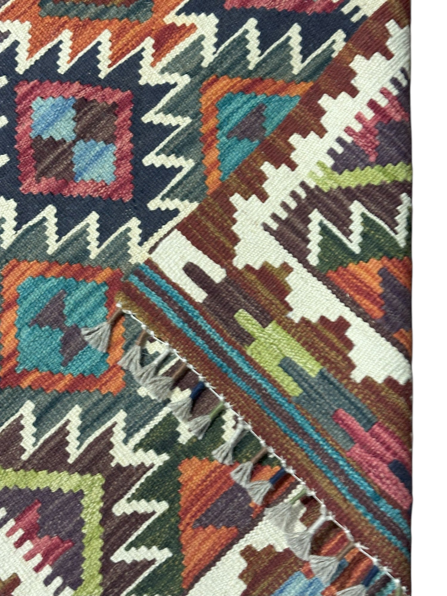 Hand-Woven Afghani Kilim Wool Rug 2'1" x 6'7"
