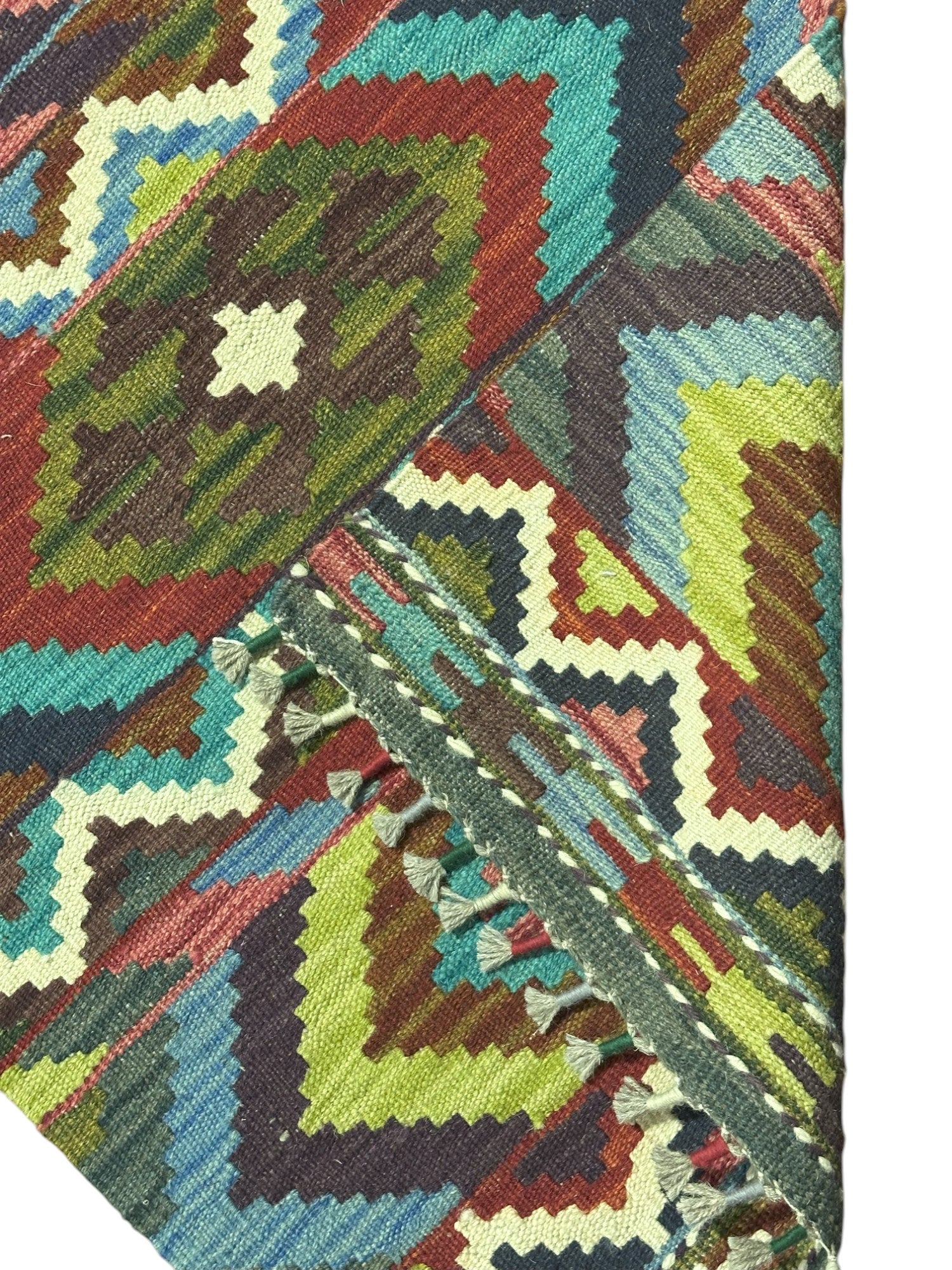 Hand-Woven Afghani Kilim Wool Rug 2' x 6'8"