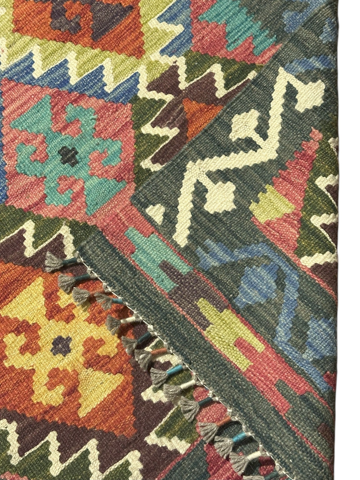 Hand-Woven Afghani Kilim Wool Rug 2'5" x 8'5"