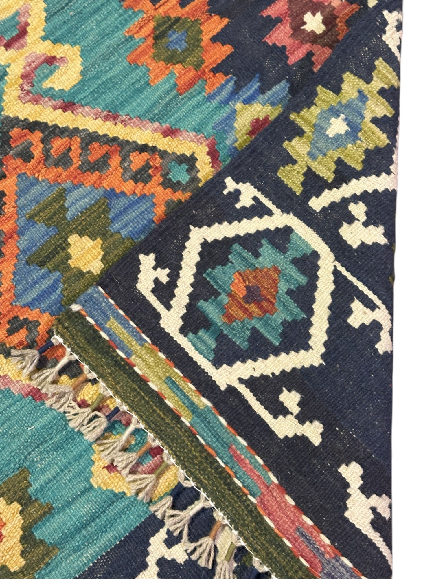 Hand-Woven Afghani Kilim Wool Rug 2'10" x 6'6"
