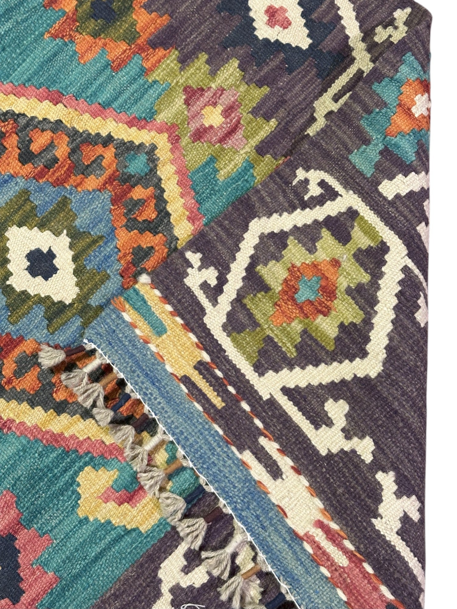 Hand-Woven Afghani Kilim Wool Rug 2'8" x 6'6"