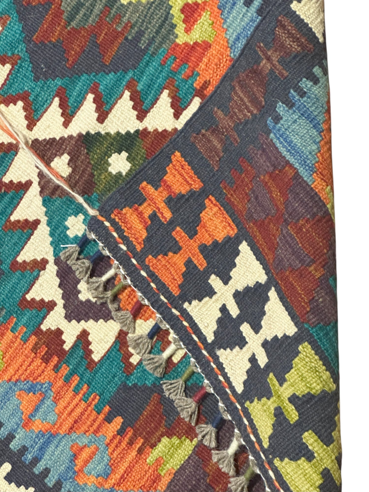 Hand-Woven Afghani Kilim Wool Rug 2'1" x 6'6"