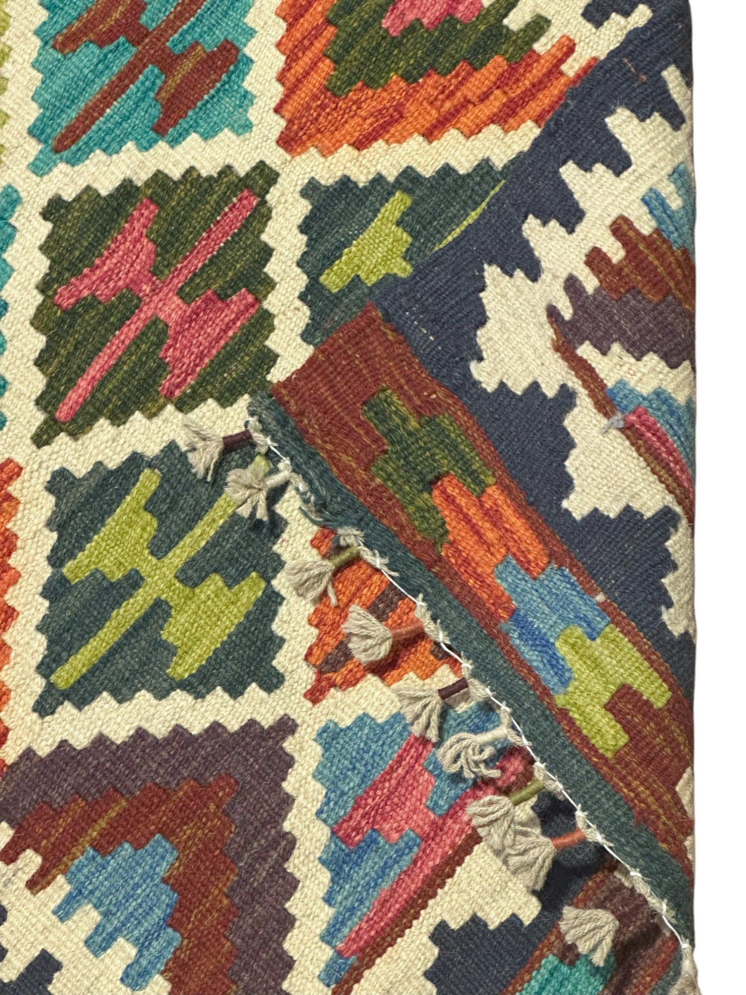 Hand-Woven Afghani Kilim Wool Rug 2' x 6'8"