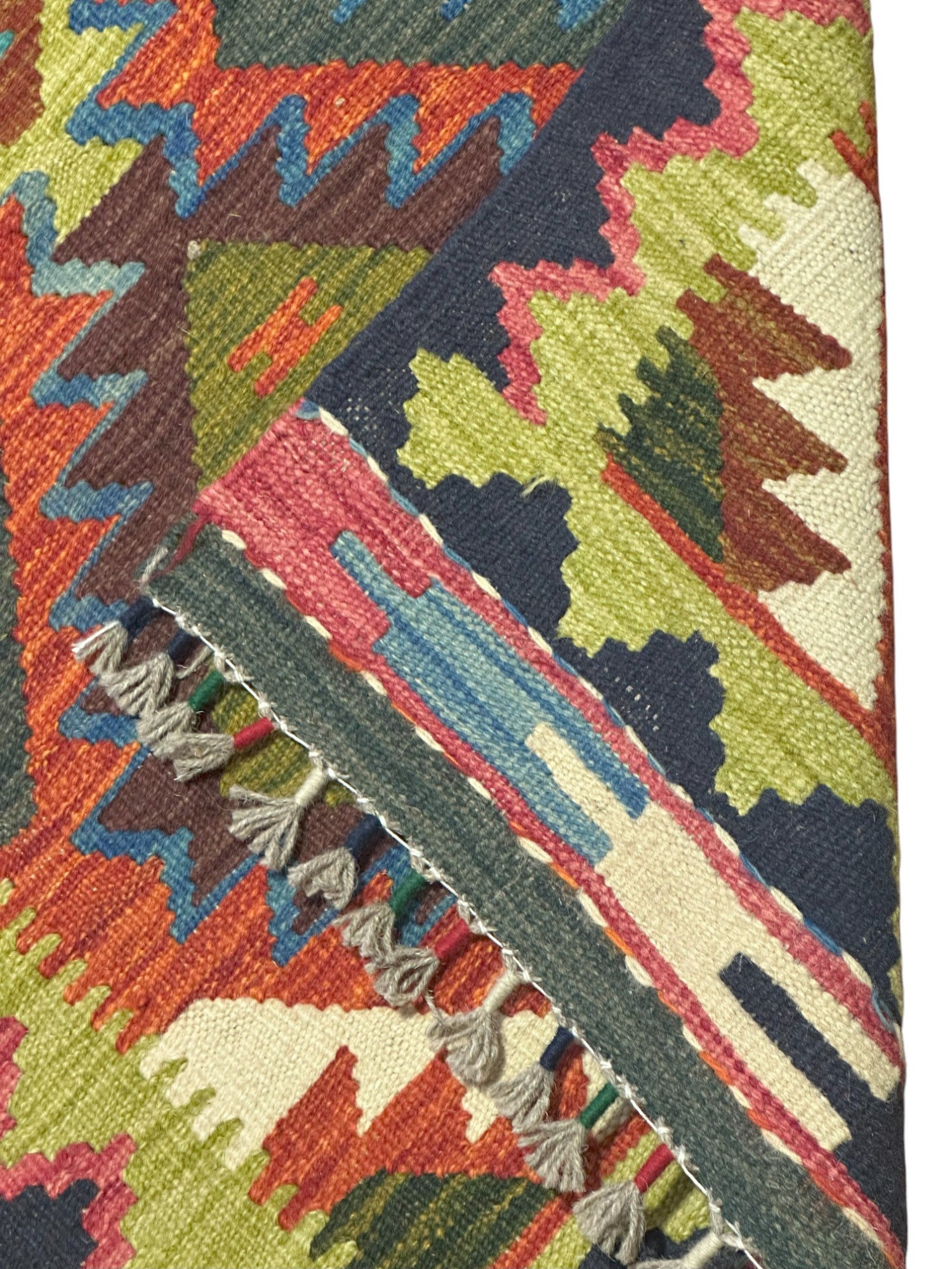 Hand-Woven Afghani Kilim Wool Rug 2' x 6'7"