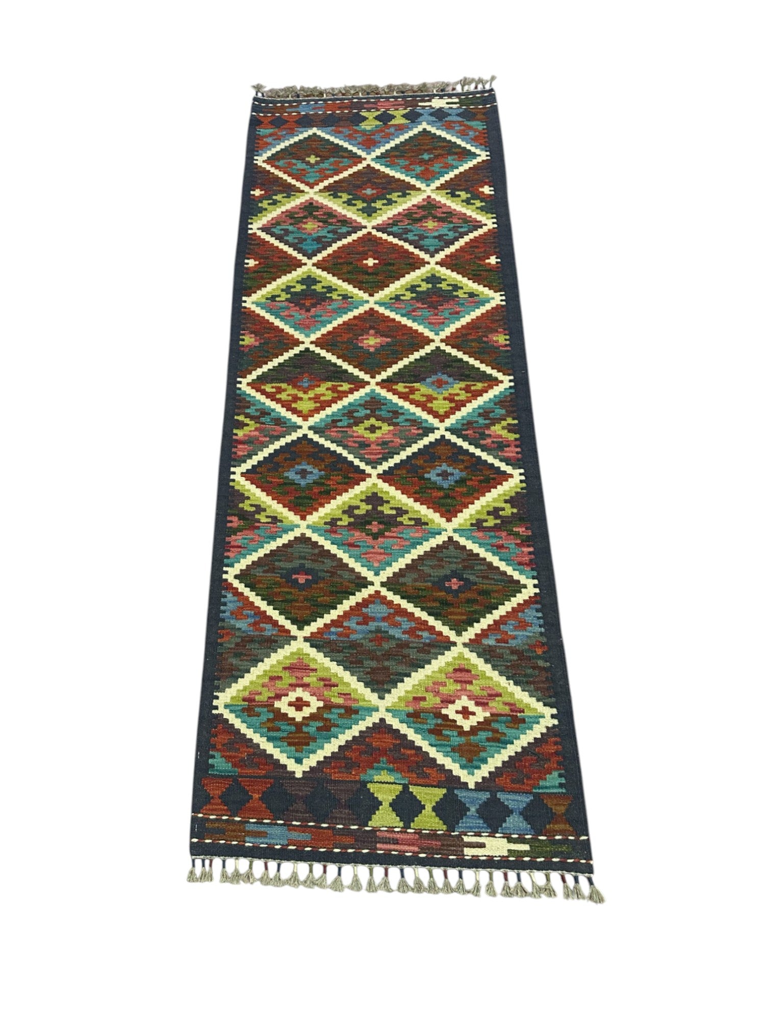 Hand-Woven Afghani Kilim Wool Rug 2'2" x 6'3"