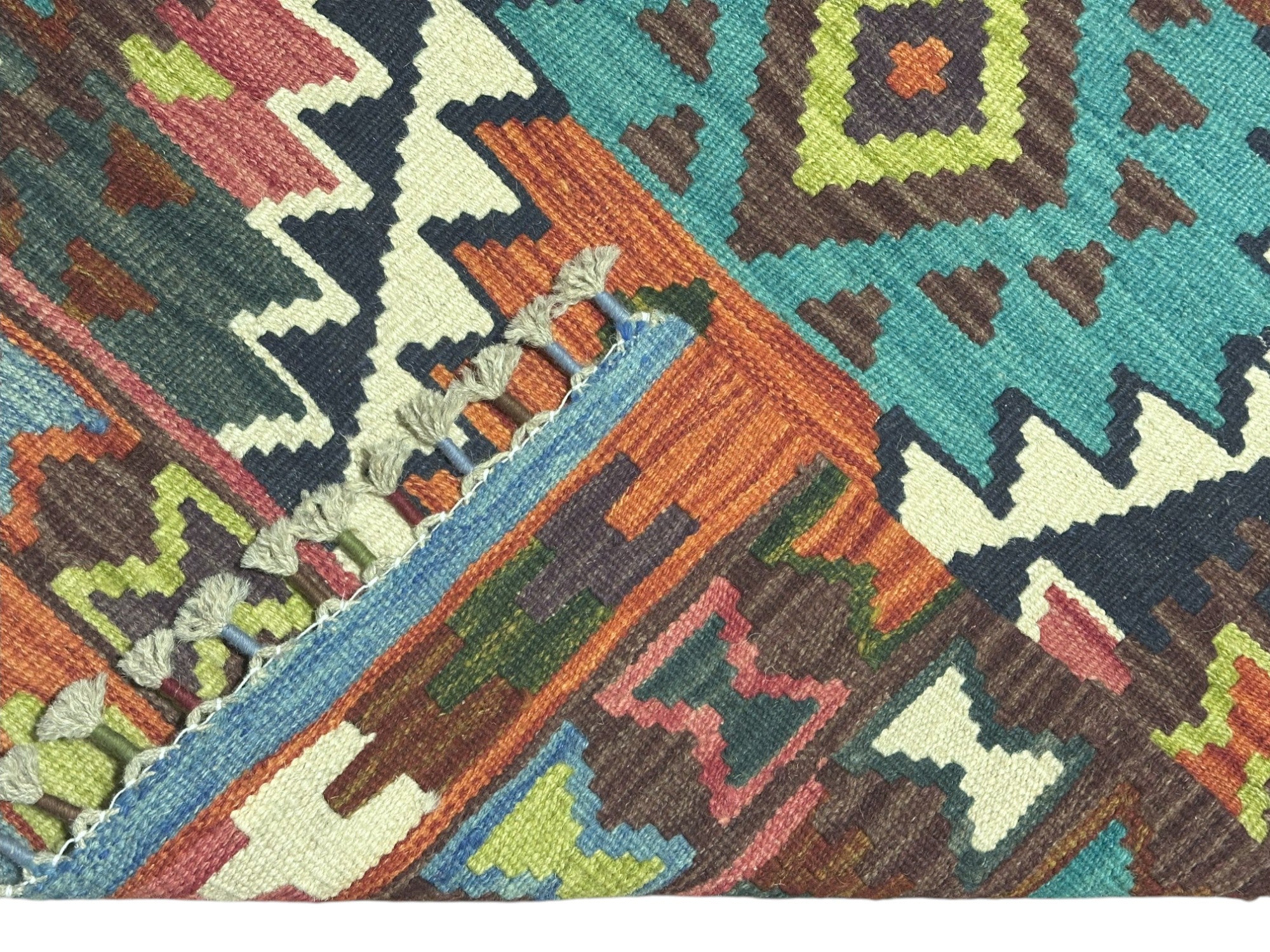 Hand-Woven Afghani Kilim Wool Rug 2'2" x 6'9"