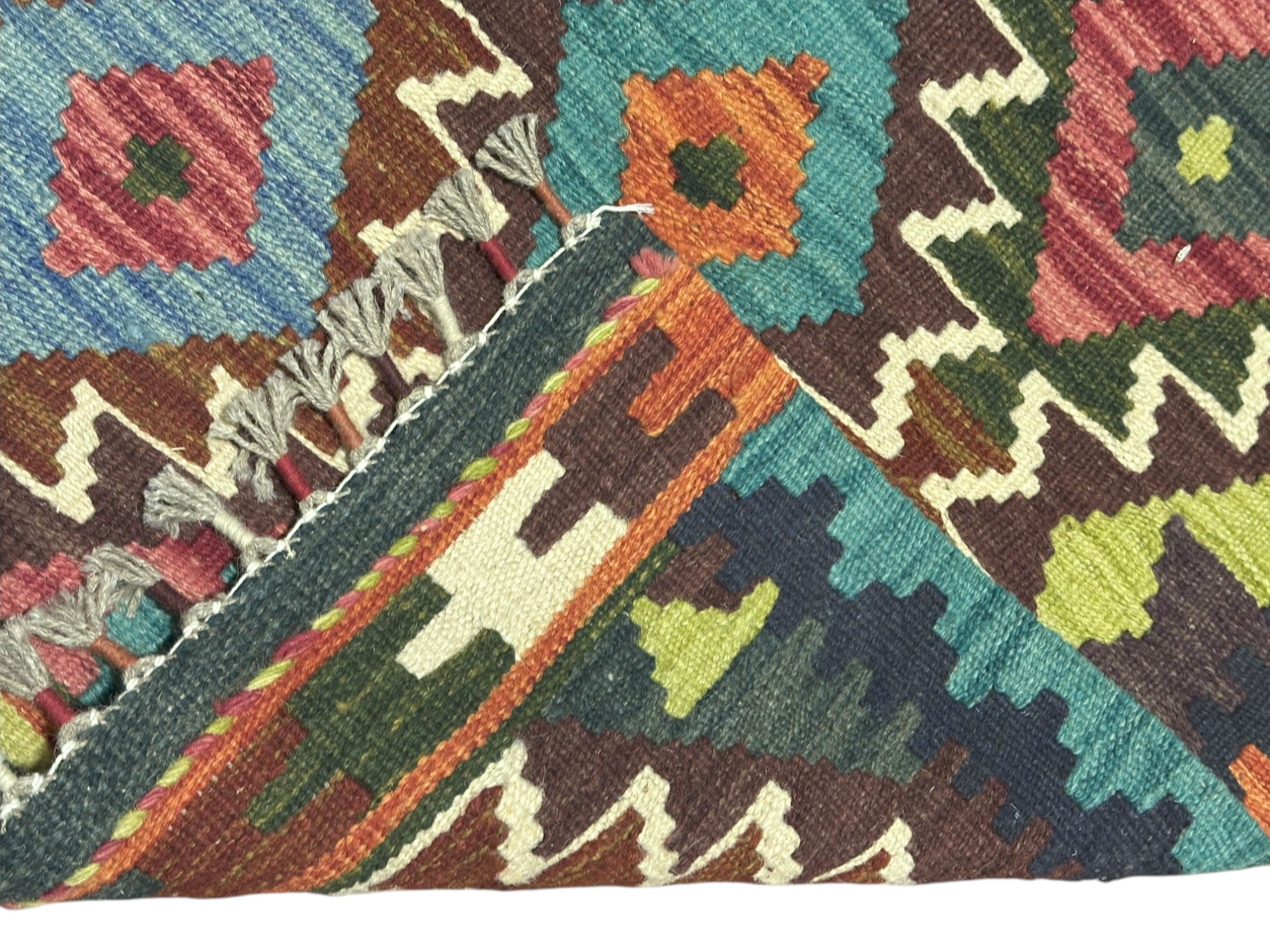 Hand-Woven Afghani Kilim Wool Rug 2'1" x 6'2"