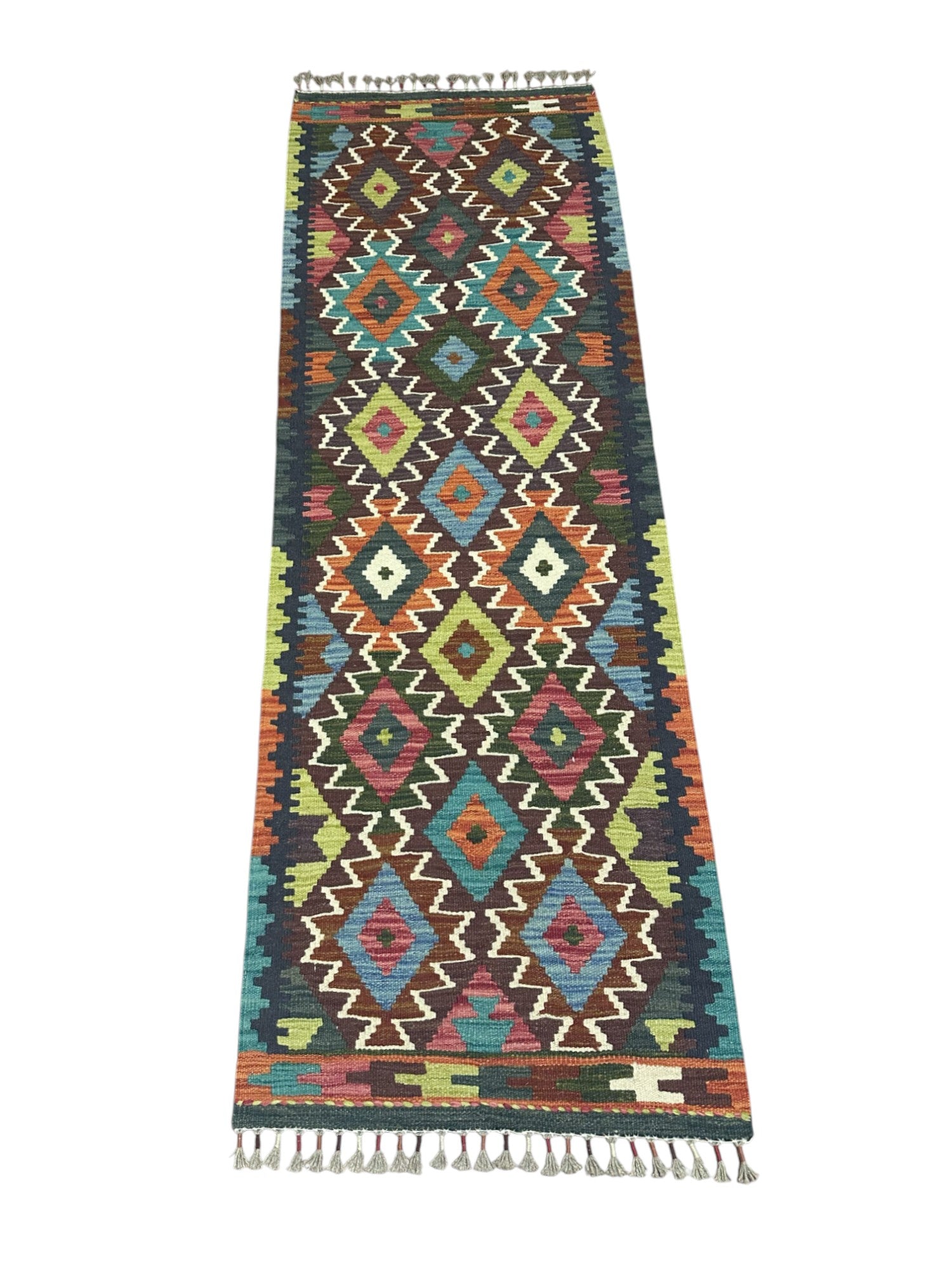 Hand-Woven Afghani Kilim Wool Rug 2'1" x 6'2"