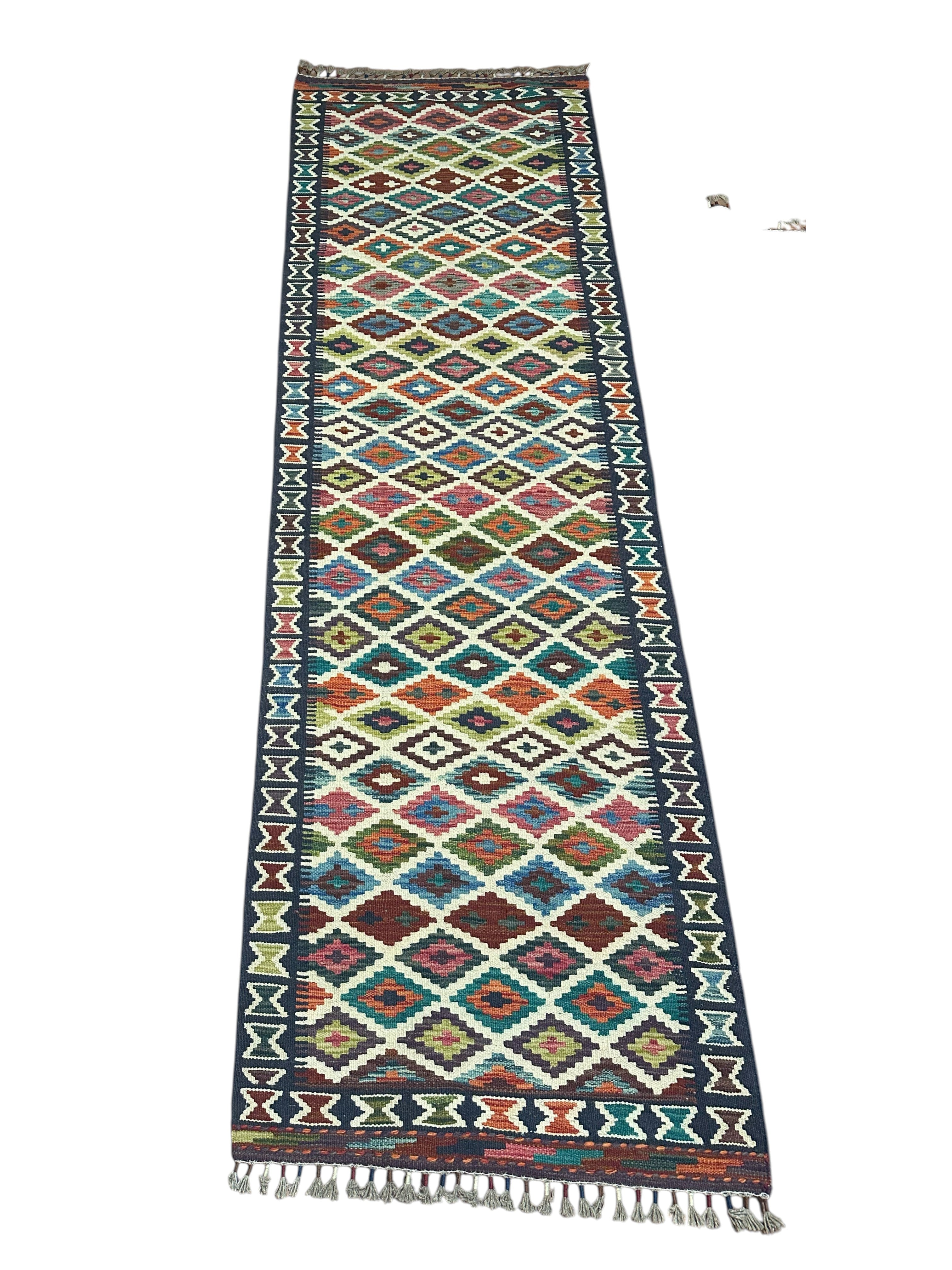 Hand-Woven Afghani Kilim Wool Rug 2'7" x 8'1"