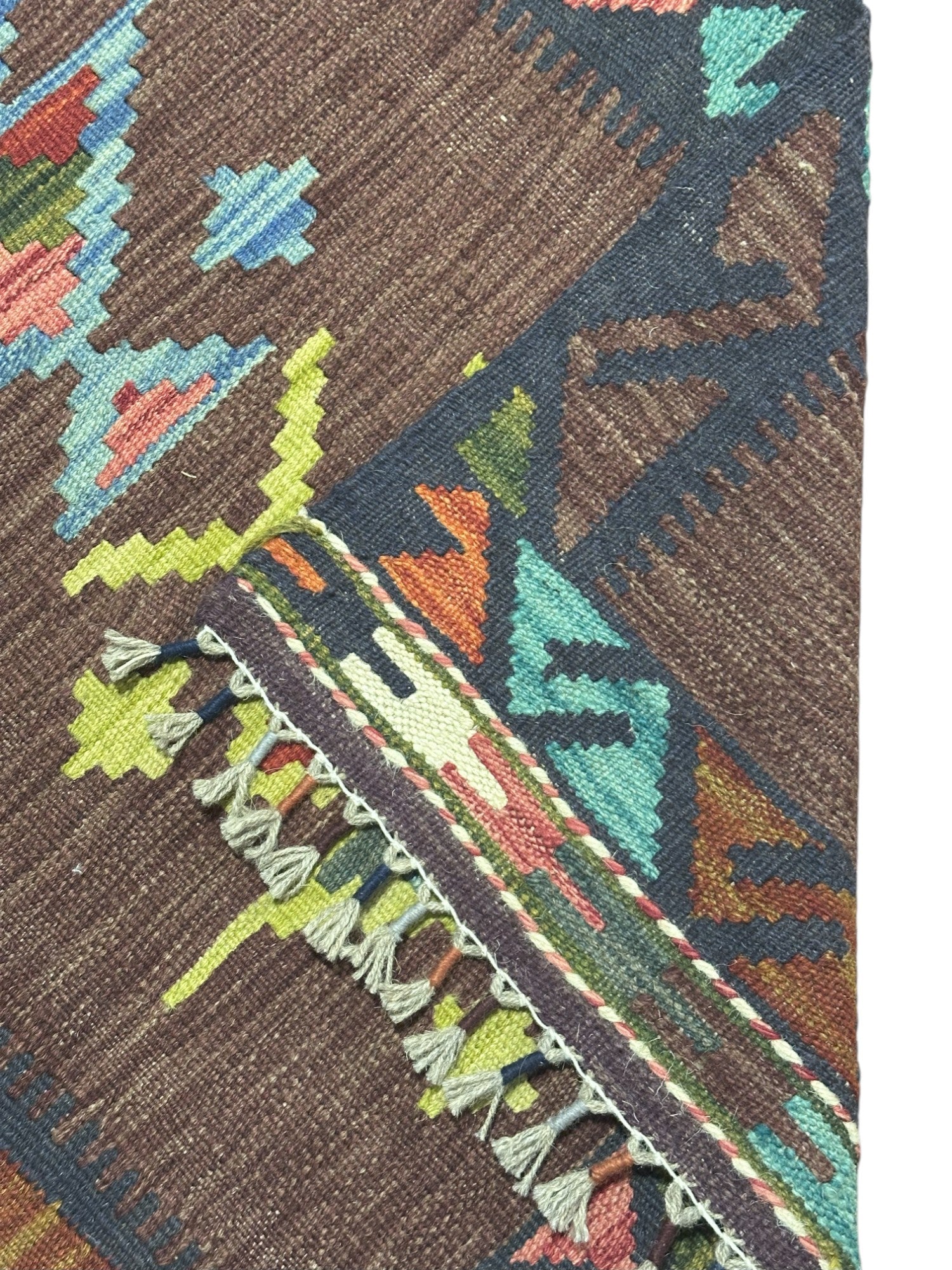 Hand-Woven Afghani Kilim Wool Rug 2' x 6'10"
