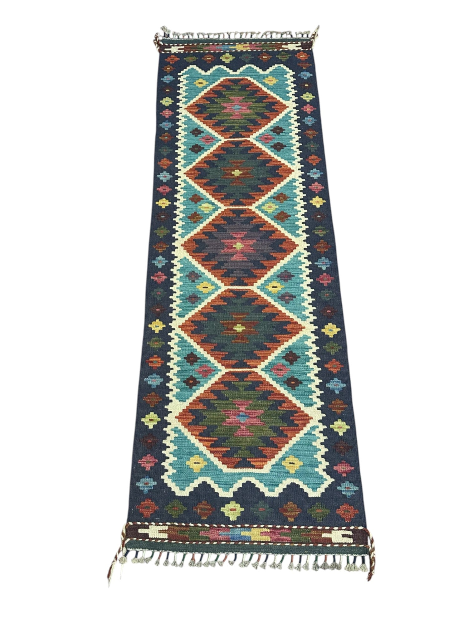 Hand-Woven Afghani Kilim Wool Rug 2'2" x 6'7"