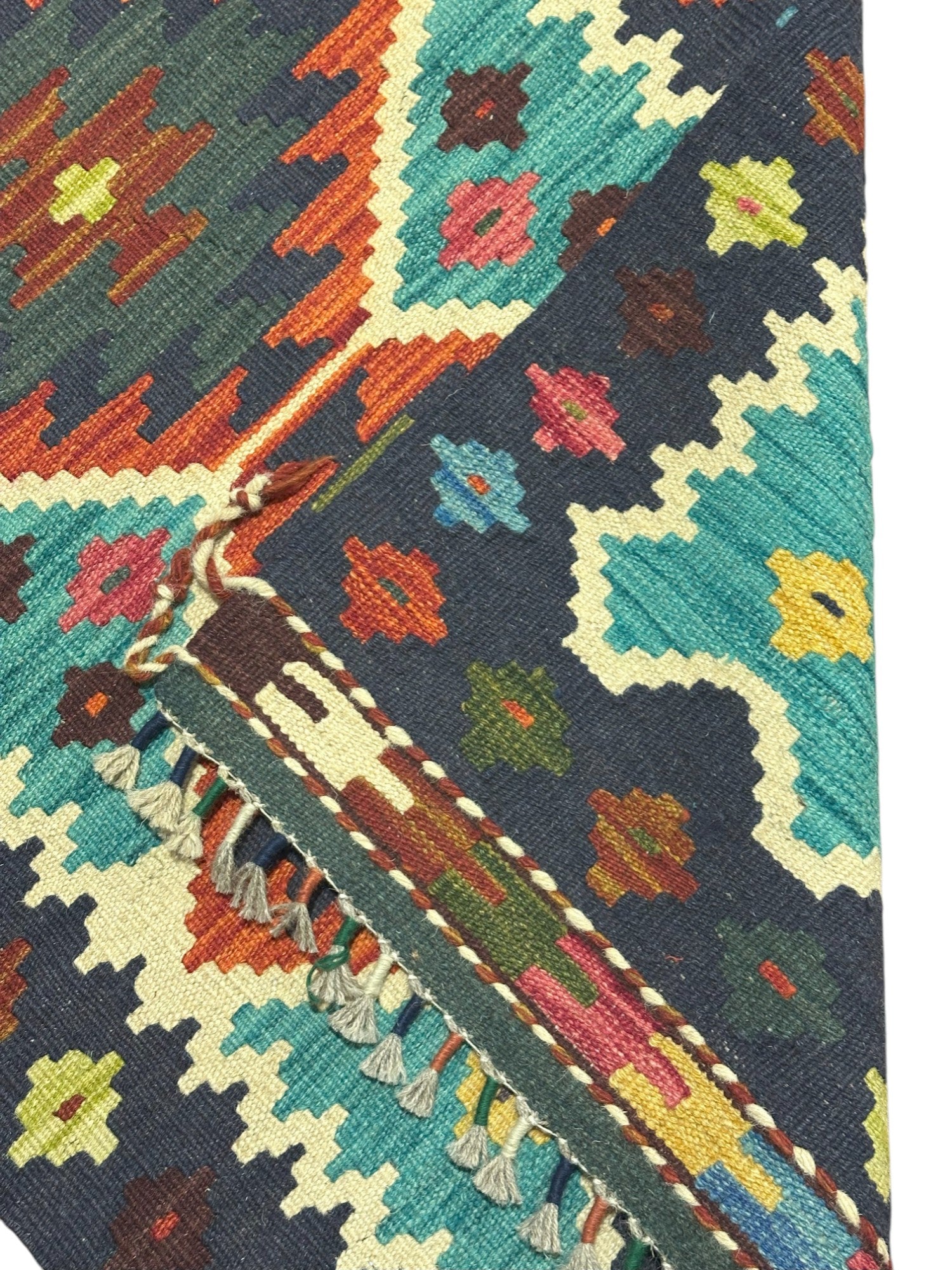 Hand-Woven Afghani Kilim Wool Rug 2'2" x 6'7"