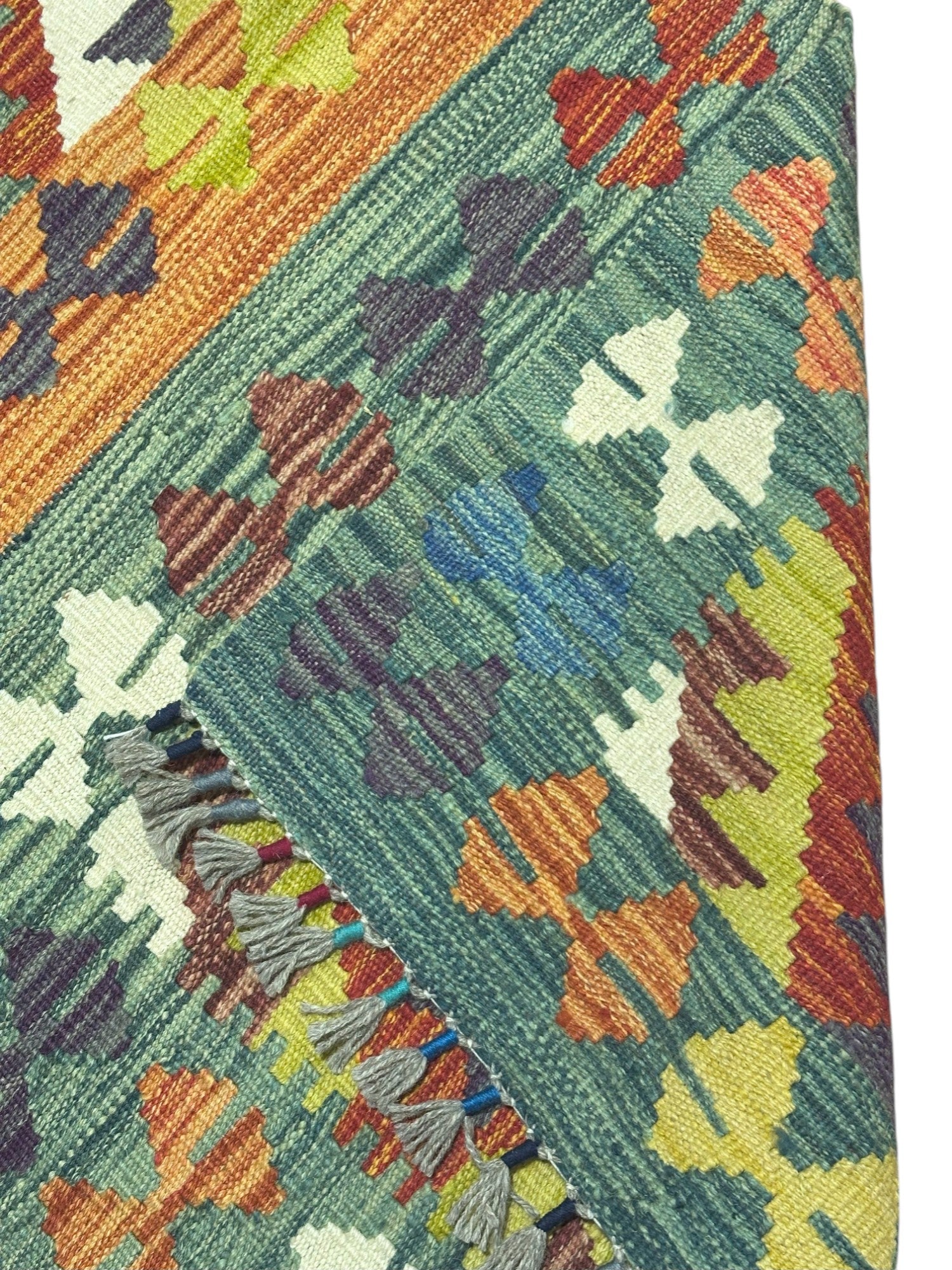Hand-Woven Afghani Kilim Wool Rug 2' x 6'10"