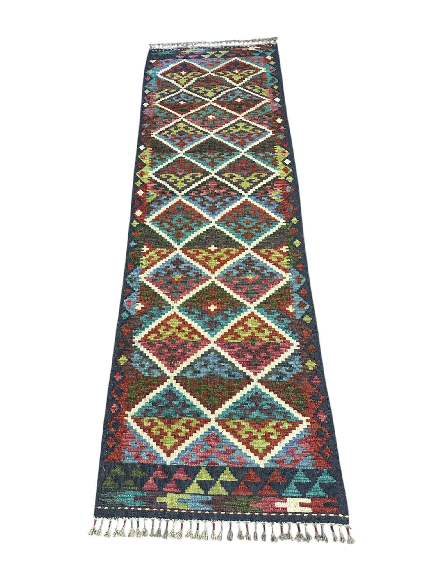 Hand-Woven Afghani Kilim Wool Rug 2'5" x 7'10"
