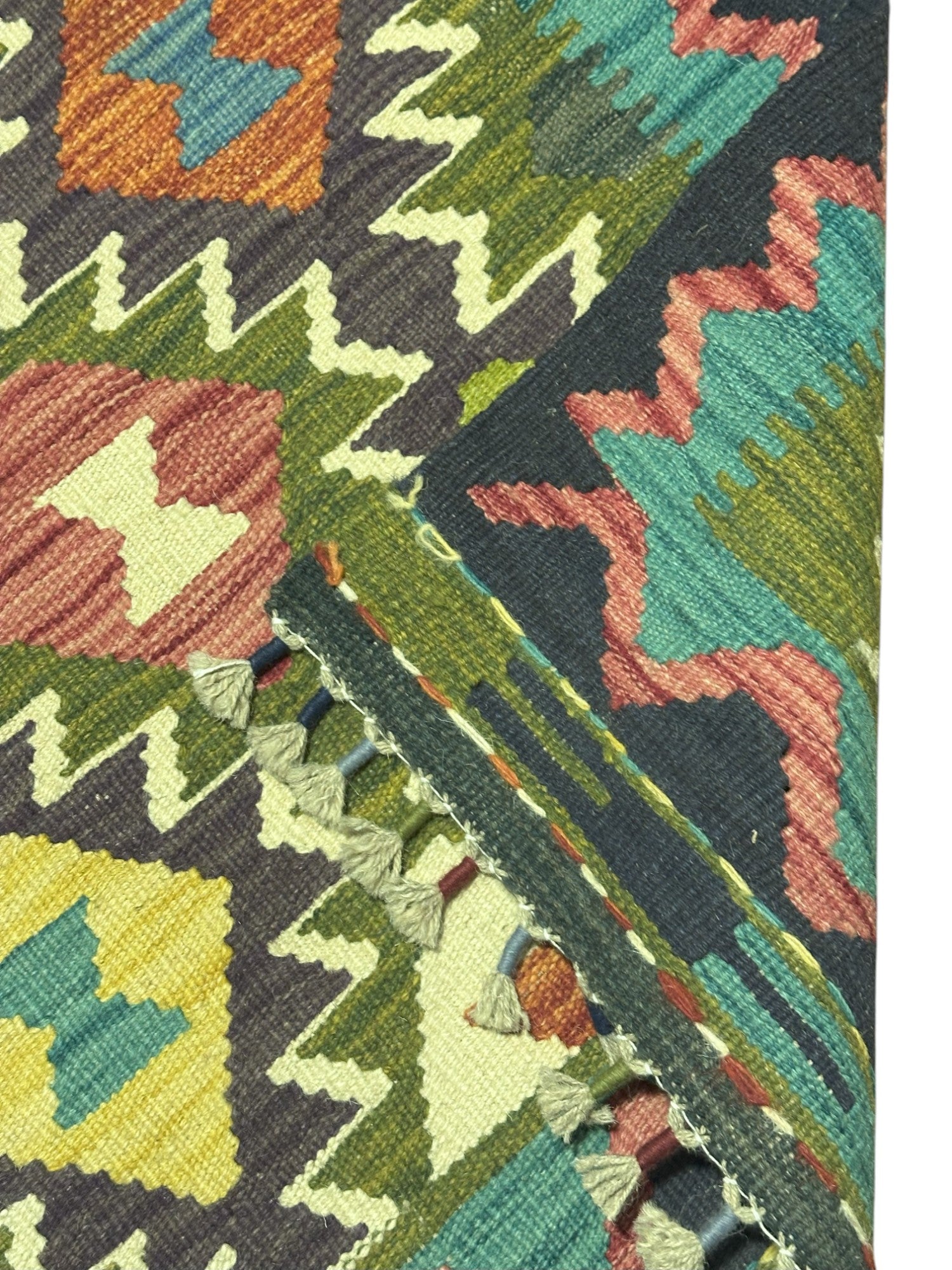 Hand-Woven Afghani Kilim Wool Rug 2'2" x 6'7"