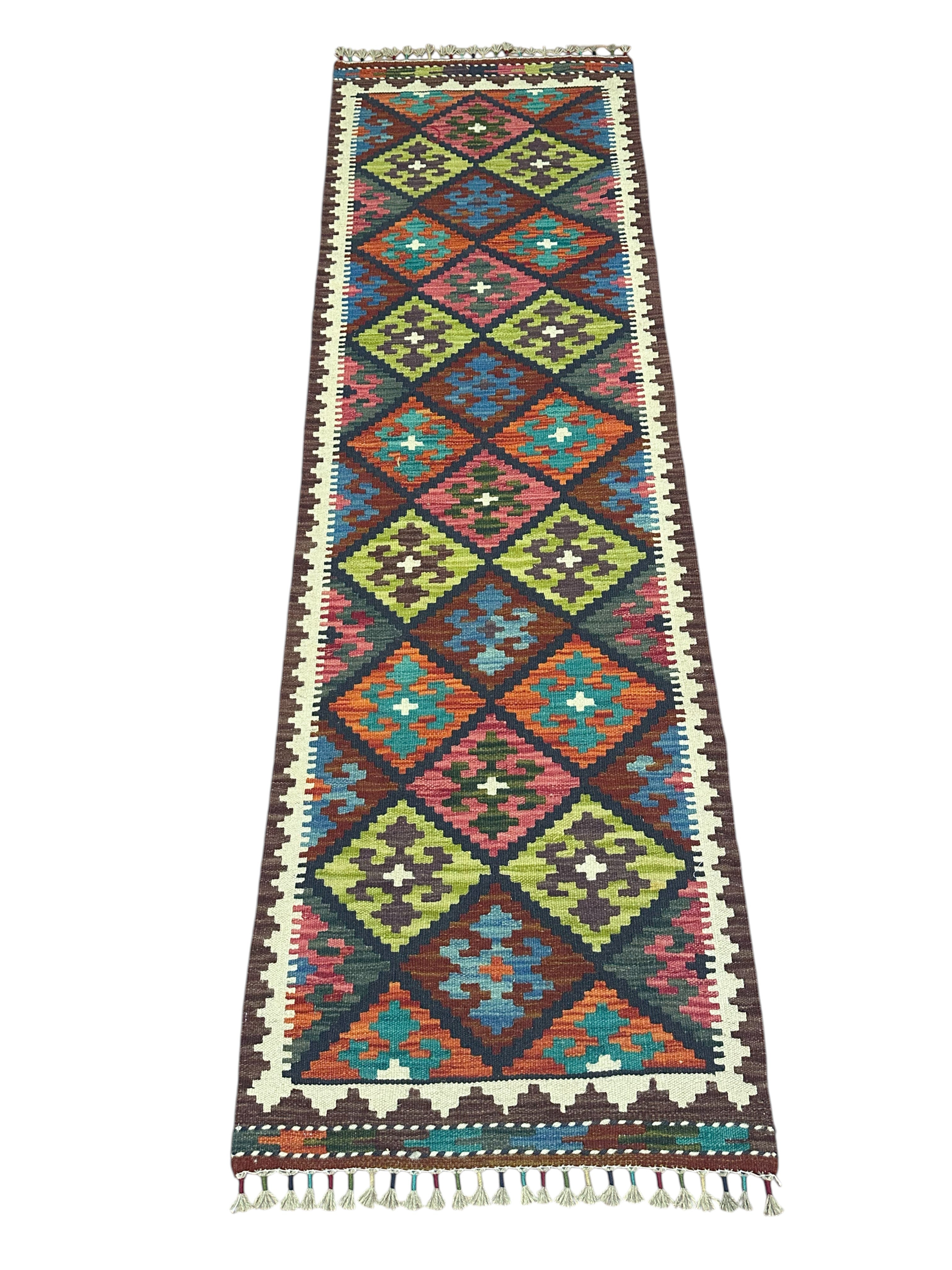 Hand-Woven Afghani Kilim Wool Rug 2' x 6'7"