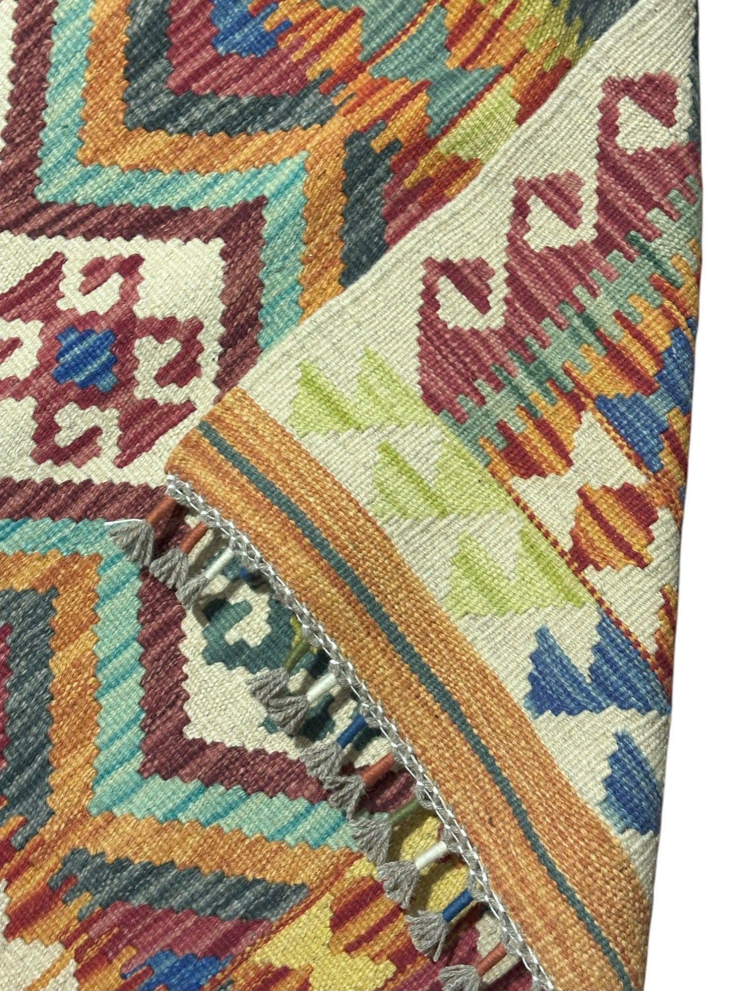 Hand-Woven Afghani Kilim Wool Rug 2'7" x 6'4"