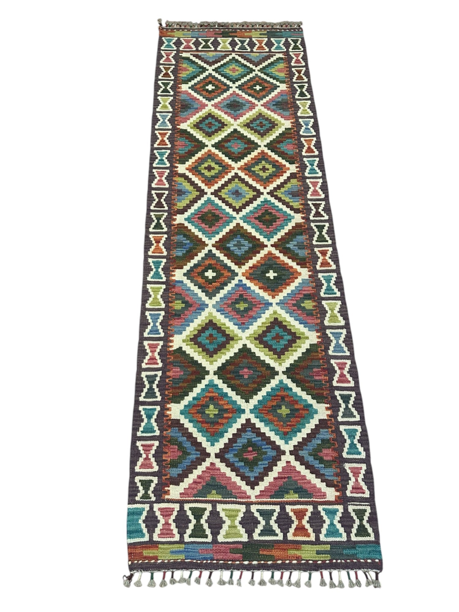 Hand-Woven Afghani Kilim Wool Rug 2'1" x 6'9"