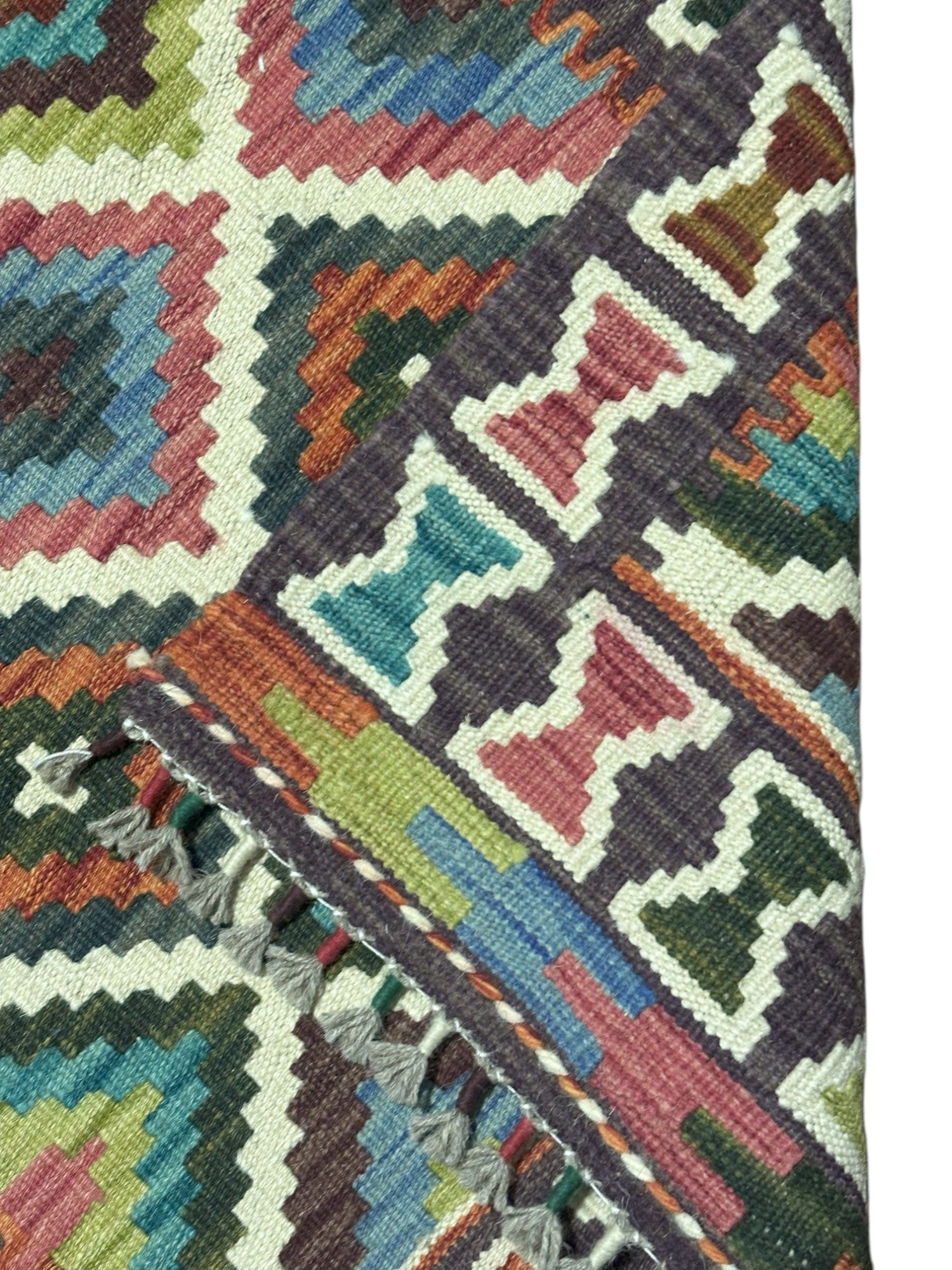 Hand-Woven Afghani Kilim Wool Rug 2'1" x 6'9"