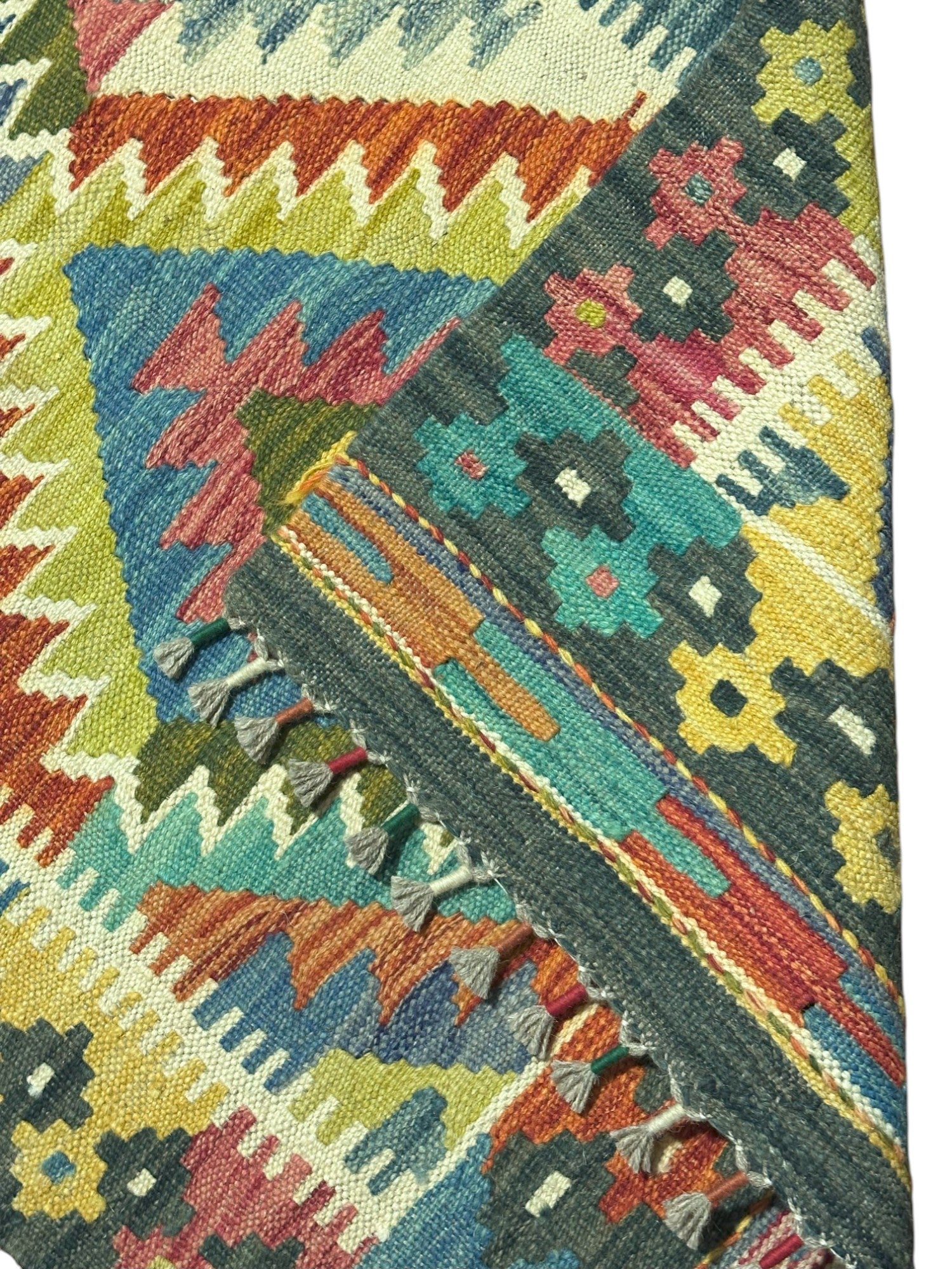 Hand-Woven Afghani Kilim Wool Rug 2'1" x 6'4"