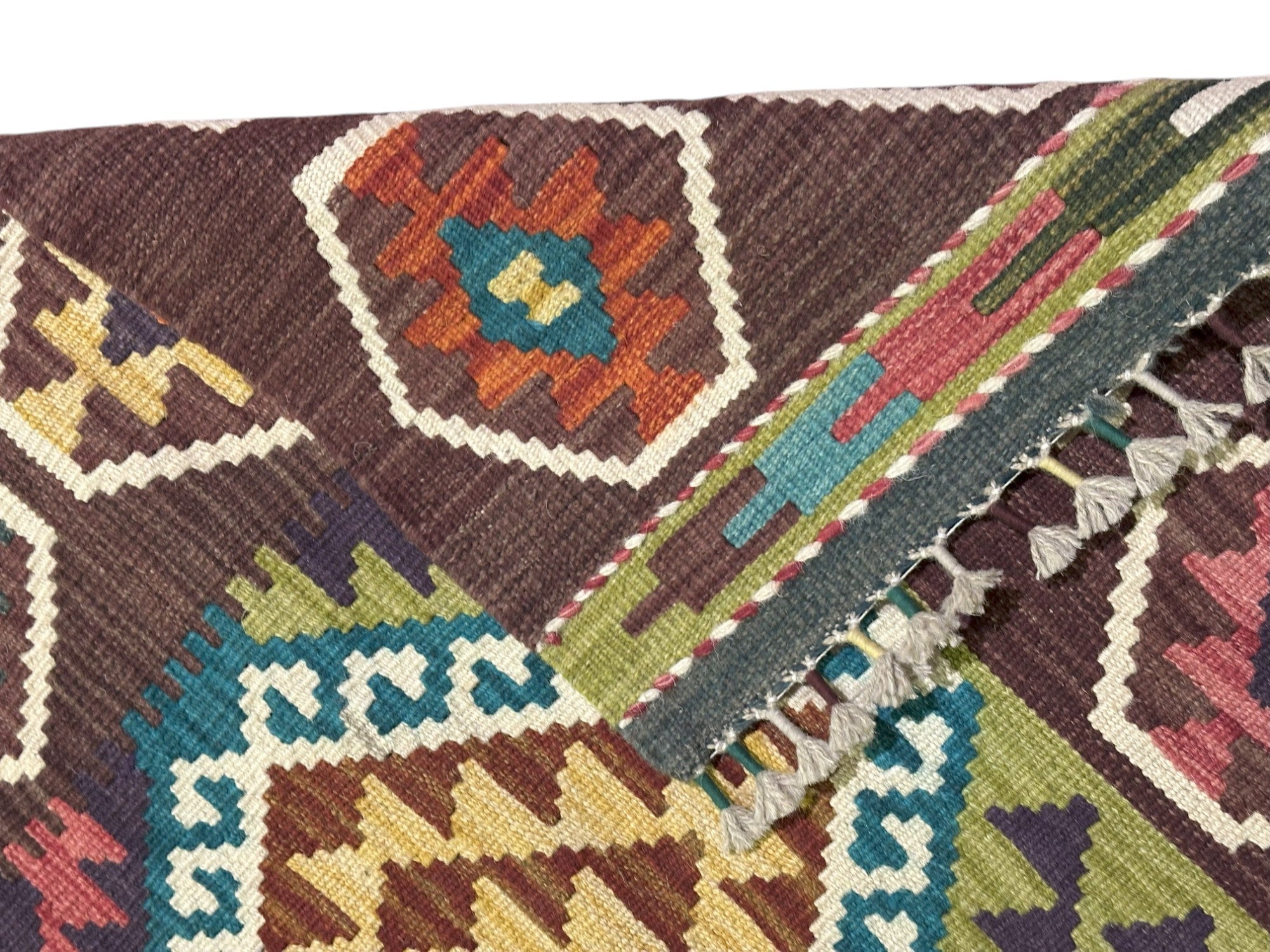 Hand-Woven Afghani Kilim Wool Rug 2'7" x 12'8"