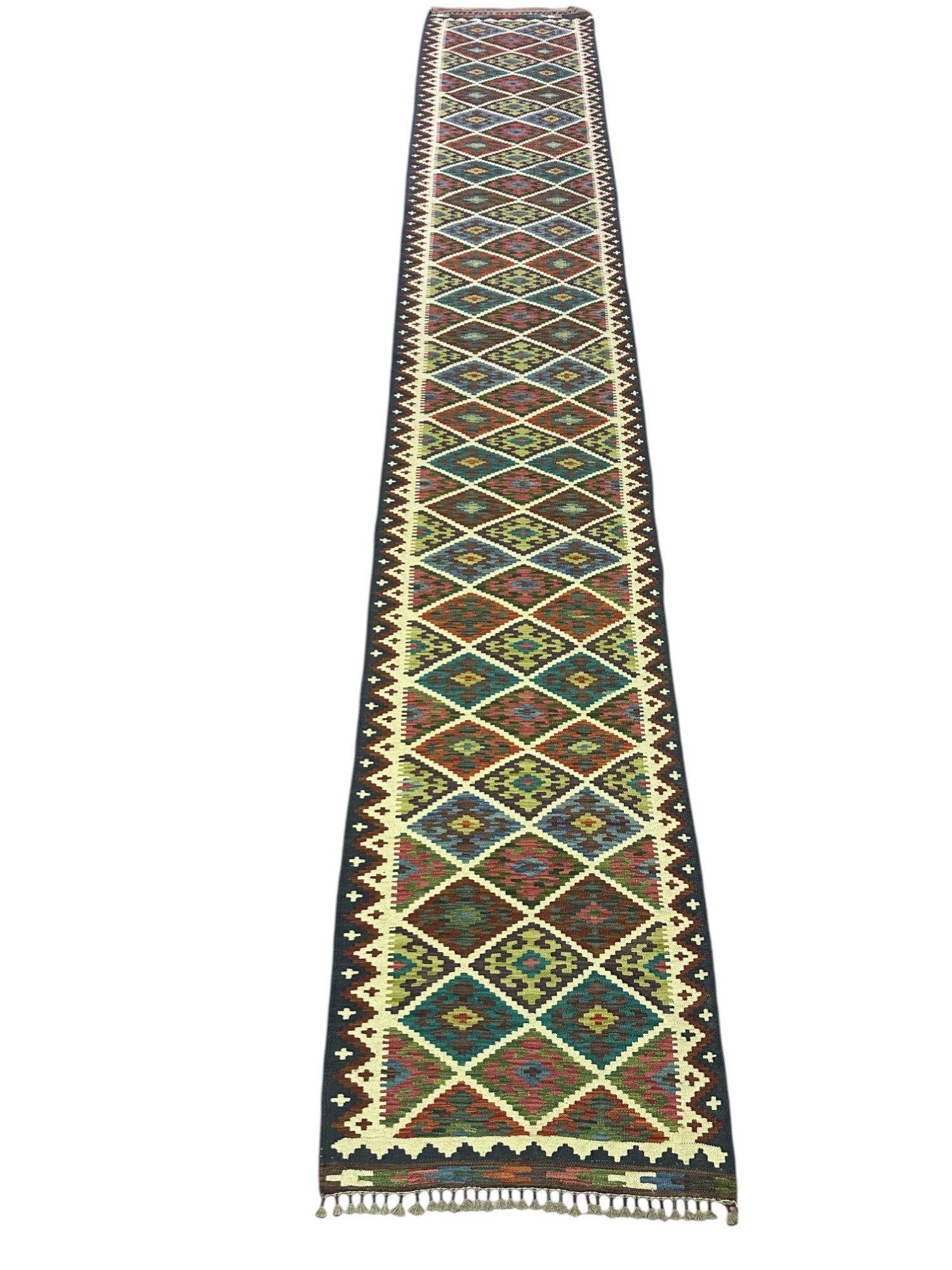 Hand-Woven Afghani Kilim Wool Rug 2'11" x 16'9"
