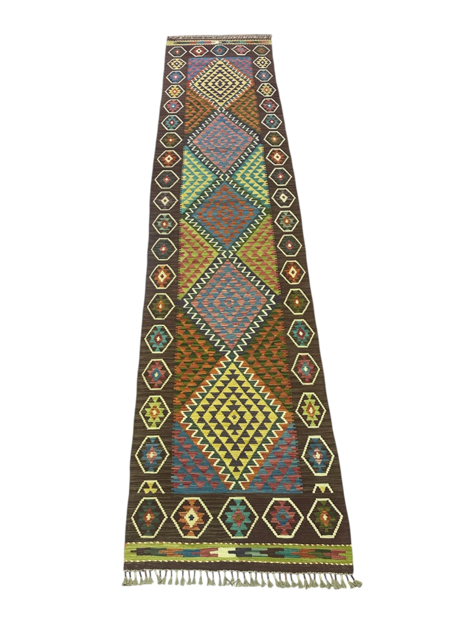 Hand-Woven Afghani Kilim Wool Rug 2'11" x 12'11"