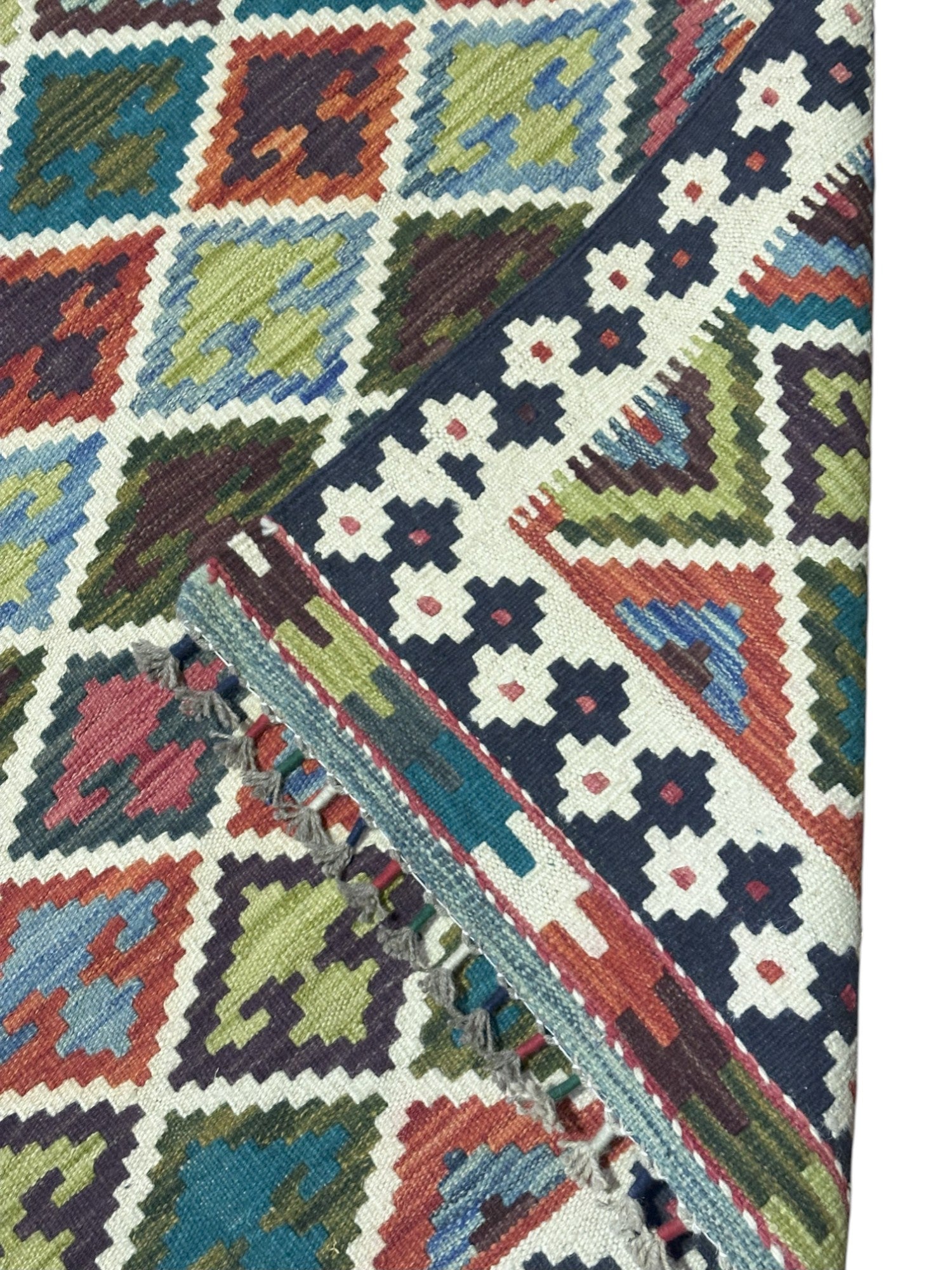Hand-Woven Afghani Kilim Wool Rug 6'7" x 10'3"