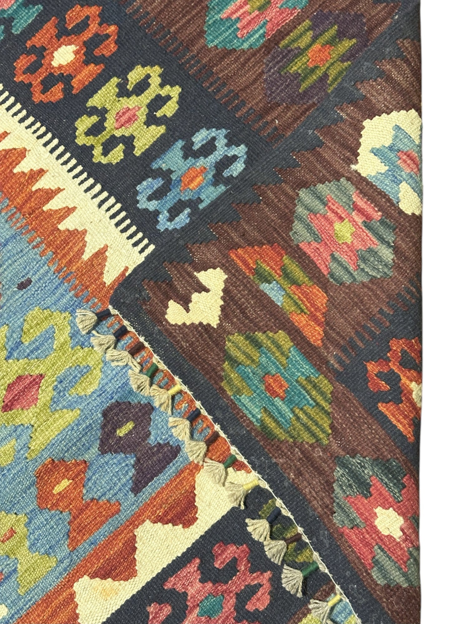Hand-Woven Afghani Kilim Wool Rug 6'9" x 9'11"