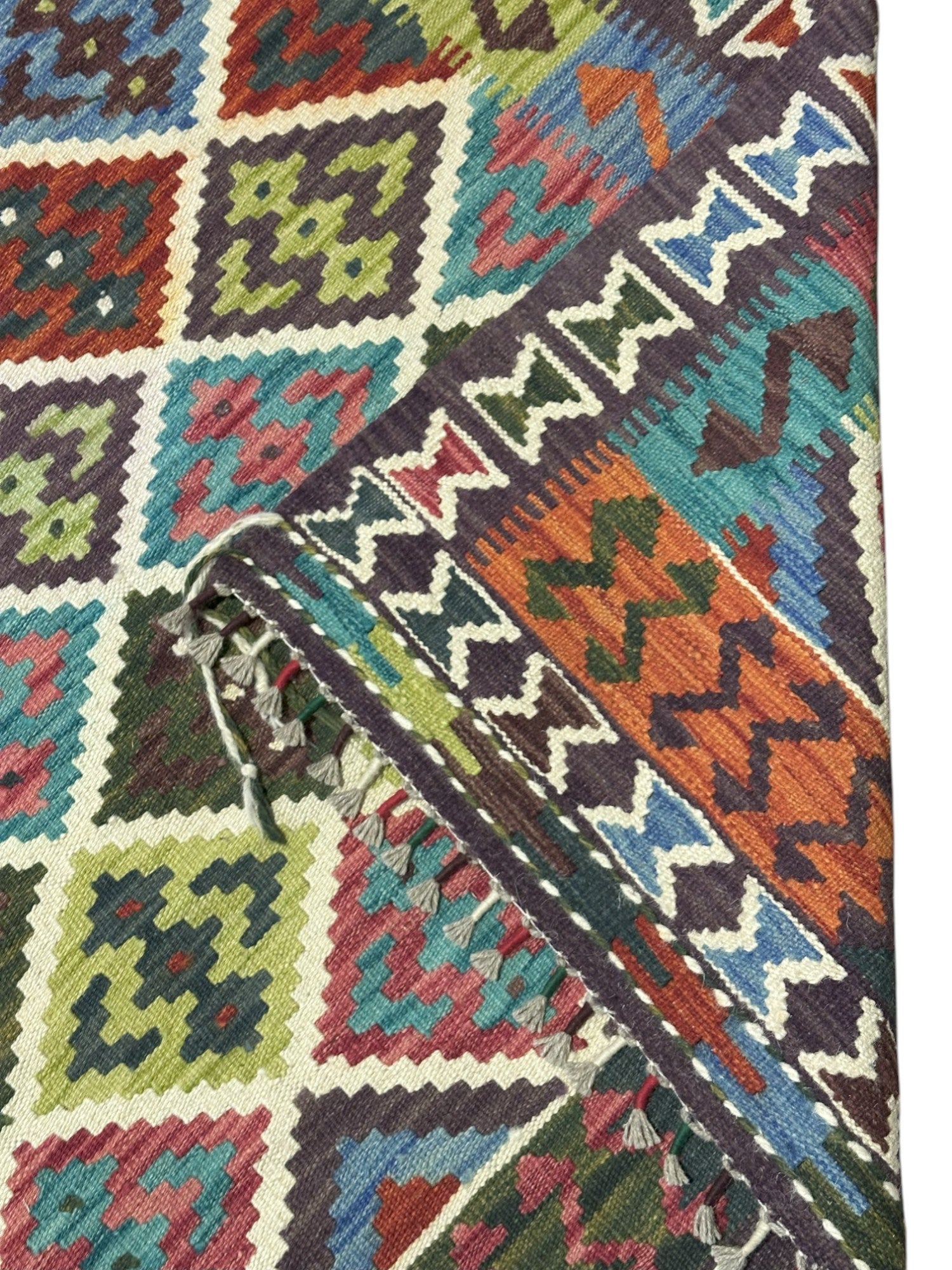 Hand-Woven Afghani Kilim Wool Rug 6'4" x 9'11"