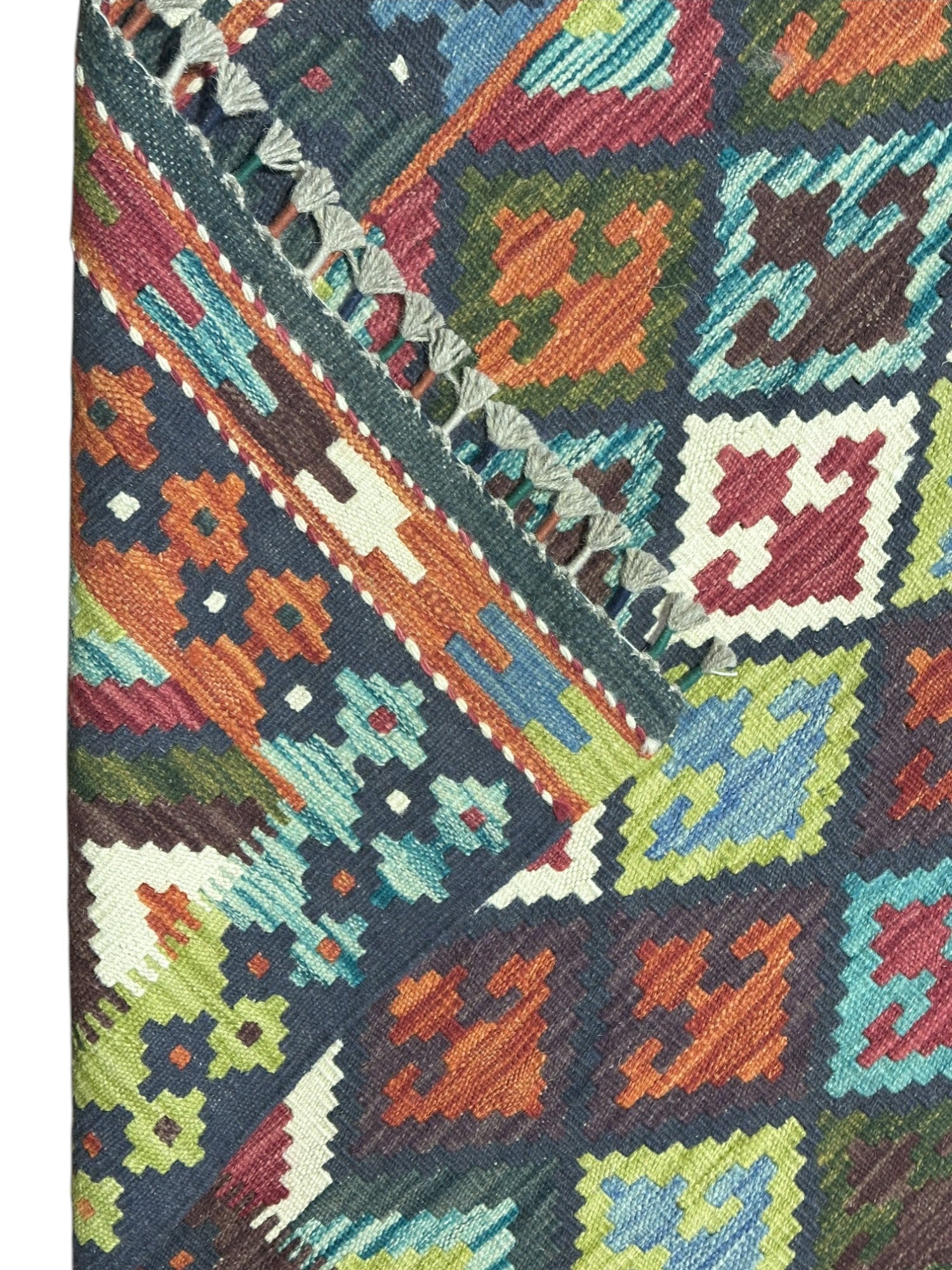 Hand-Woven Afghani Kilim Wool Rug 6'6" x 10'