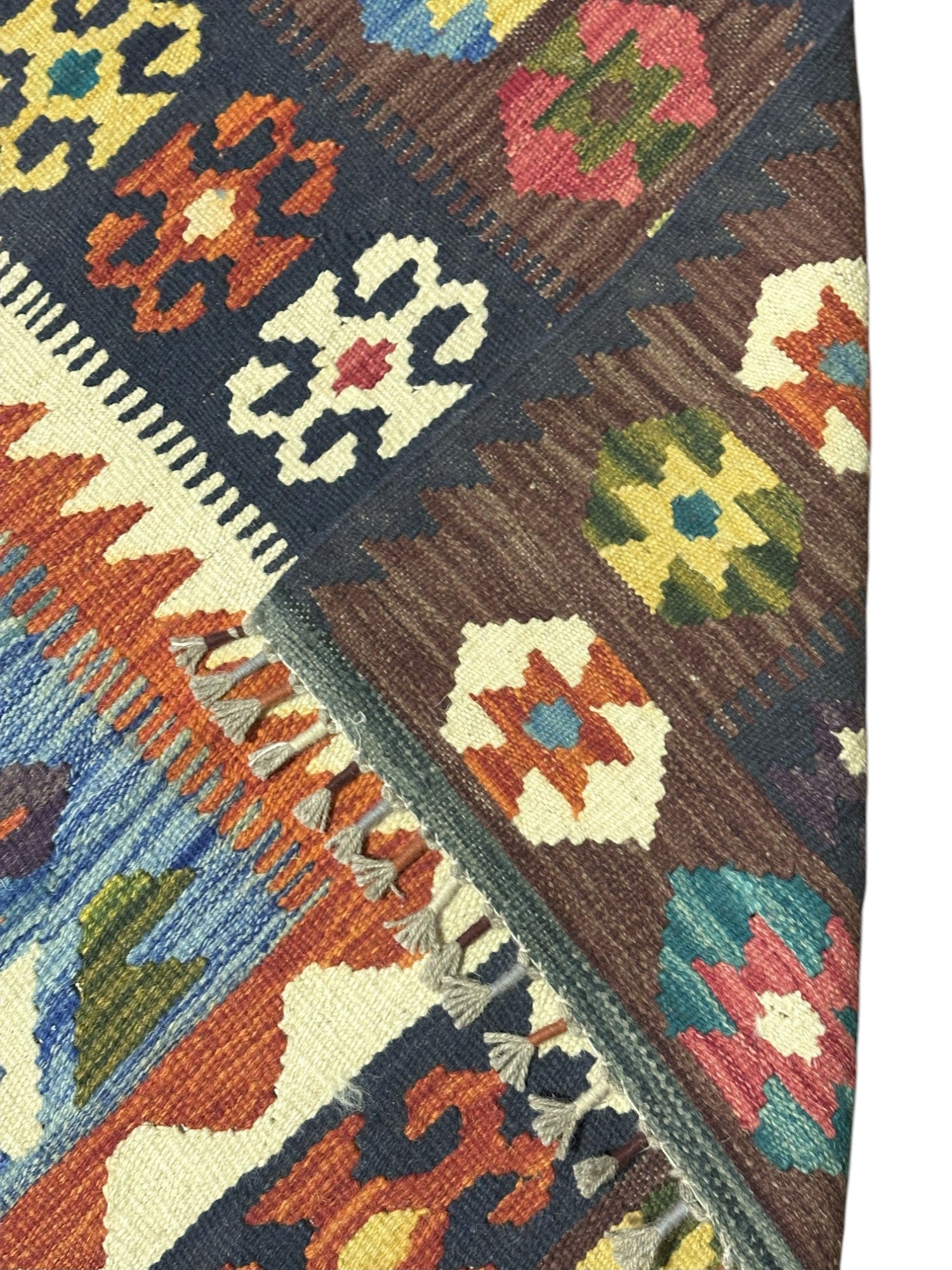 Hand-Woven Afghani Kilim Wool Rug 6'8" x 9'8"