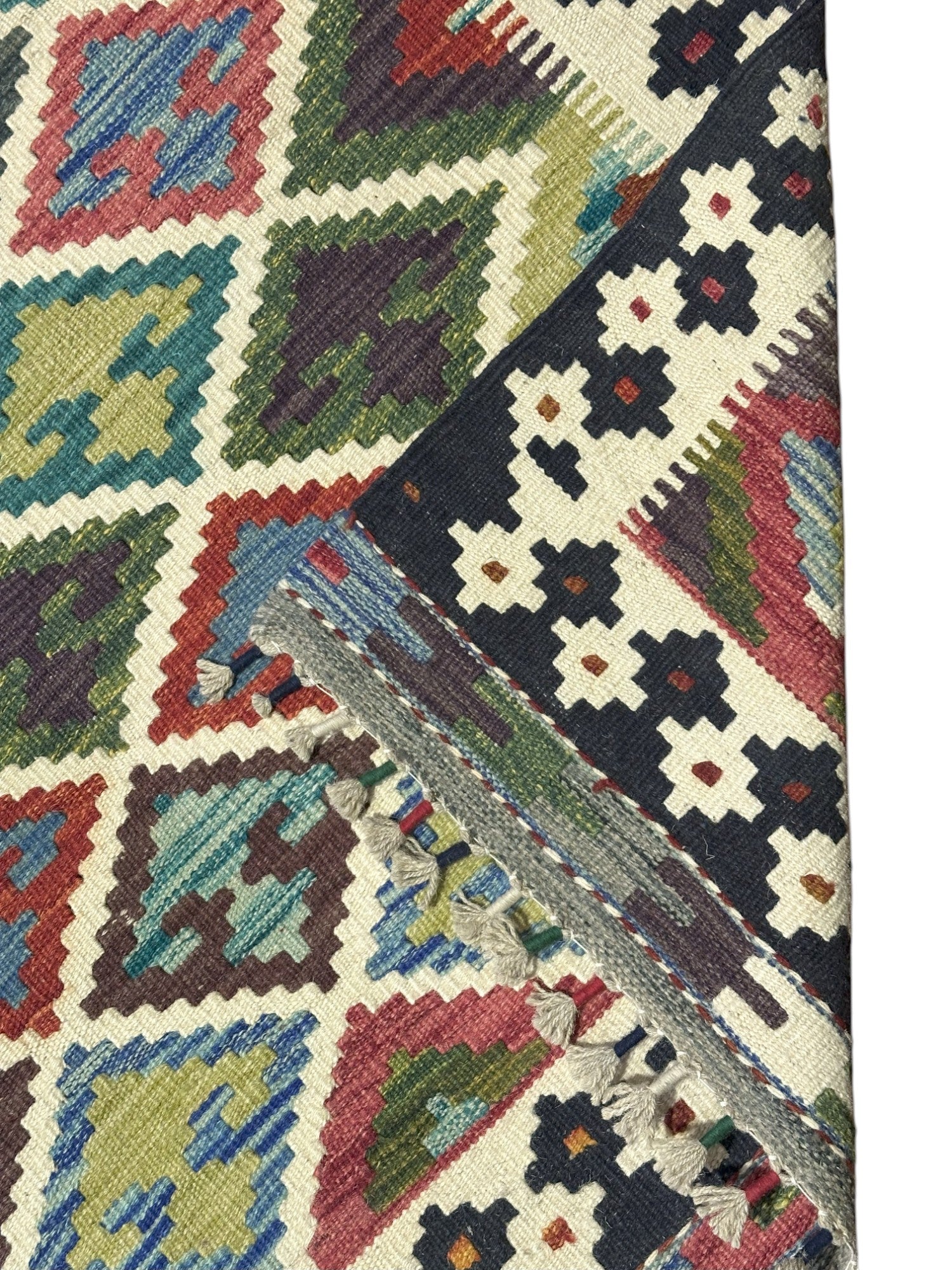 Hand-Woven Afghani Kilim Wool Rug 6'7" x 9'9"