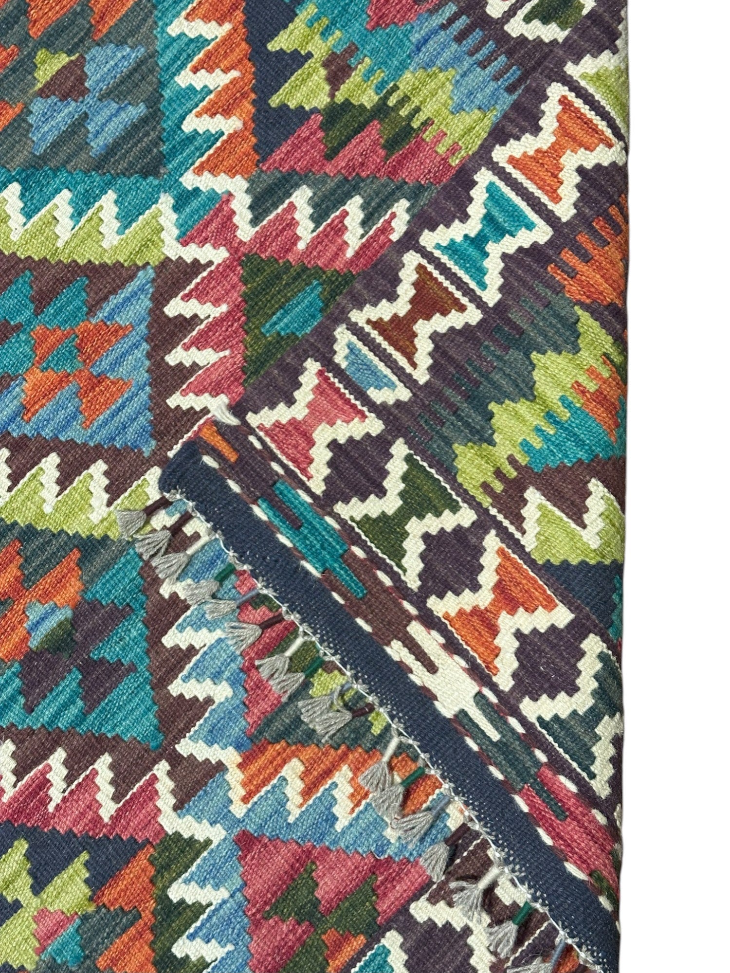 Hand-Woven Afghani Kilim Wool Rug 6'7" x 9'8"