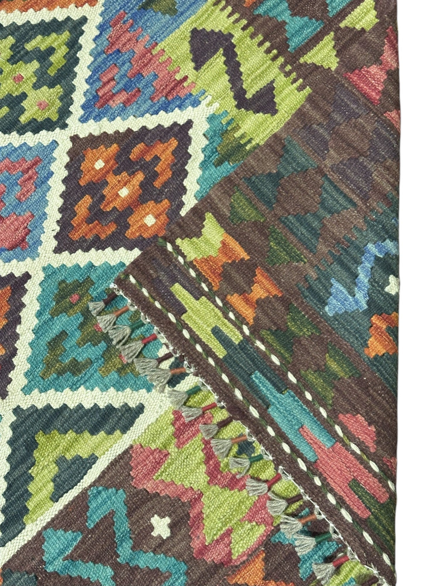 Hand-Woven Afghani Kilim Wool Rug 6'5" x 9'9"