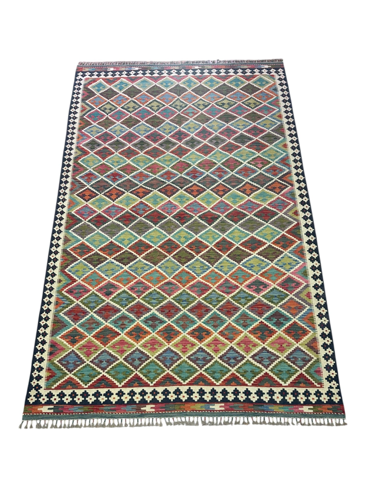 Hand-Woven Afghani Kilim Wool Rug 6'6" x 10'2"