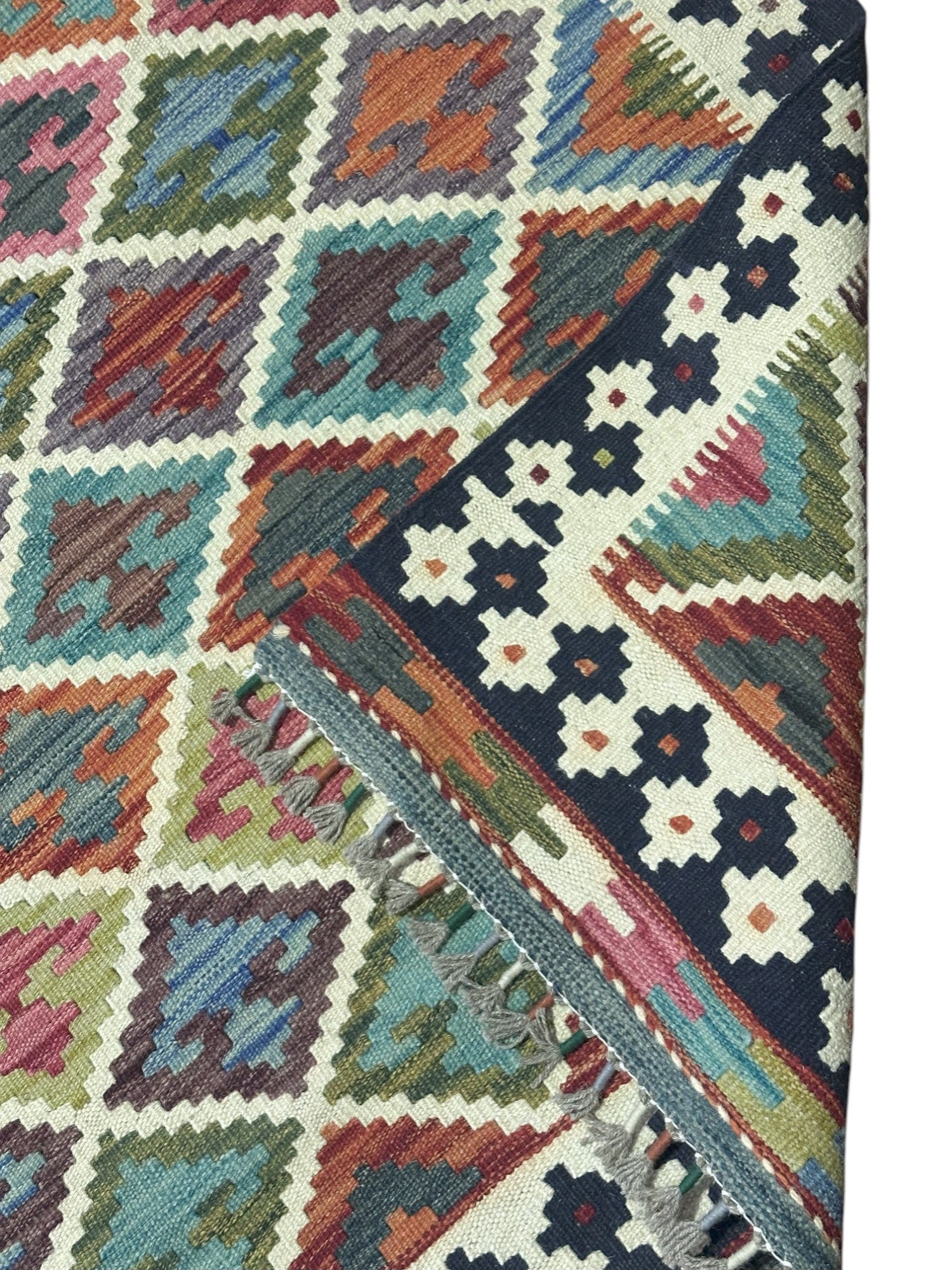 Hand-Woven Afghani Kilim Wool Rug 6'6" x 10'2"