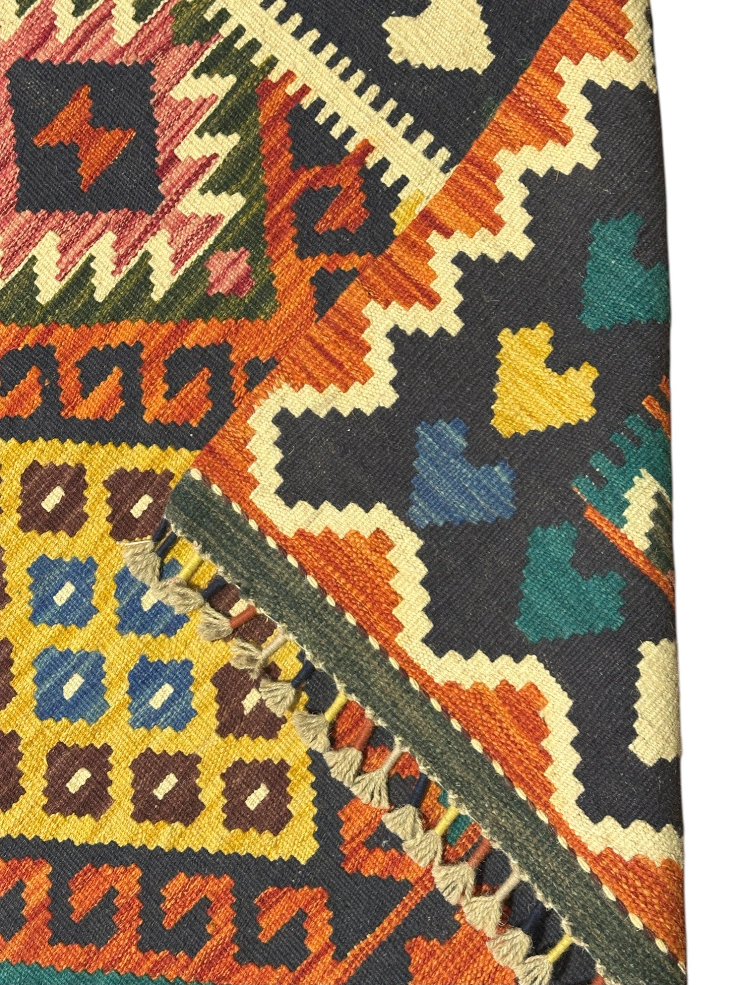 Hand-Woven Afghani Kilim Wool Rug 6'8" x 10'1"