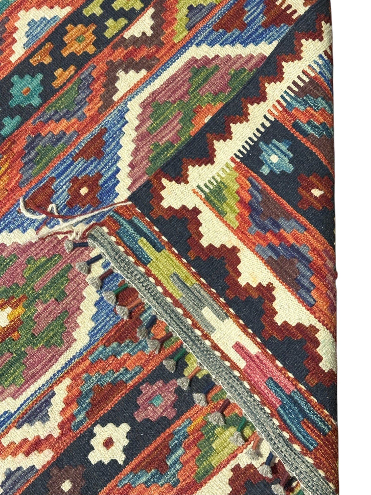 Hand-Woven Afghani Kilim Wool Rug 6'6" x 10'