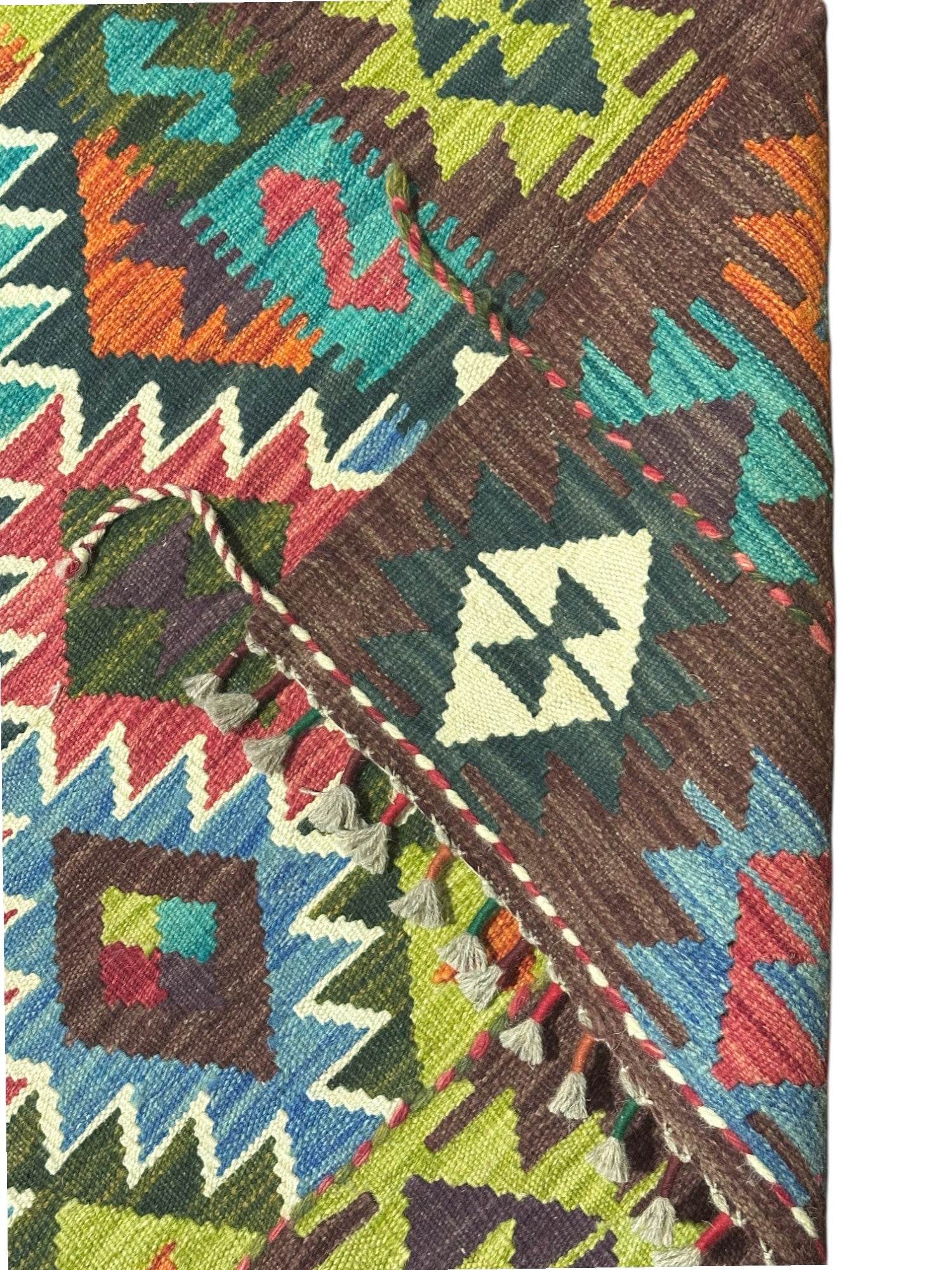 Hand-Woven Afghani Kilim Wool Rug 6'8" x 9'11"