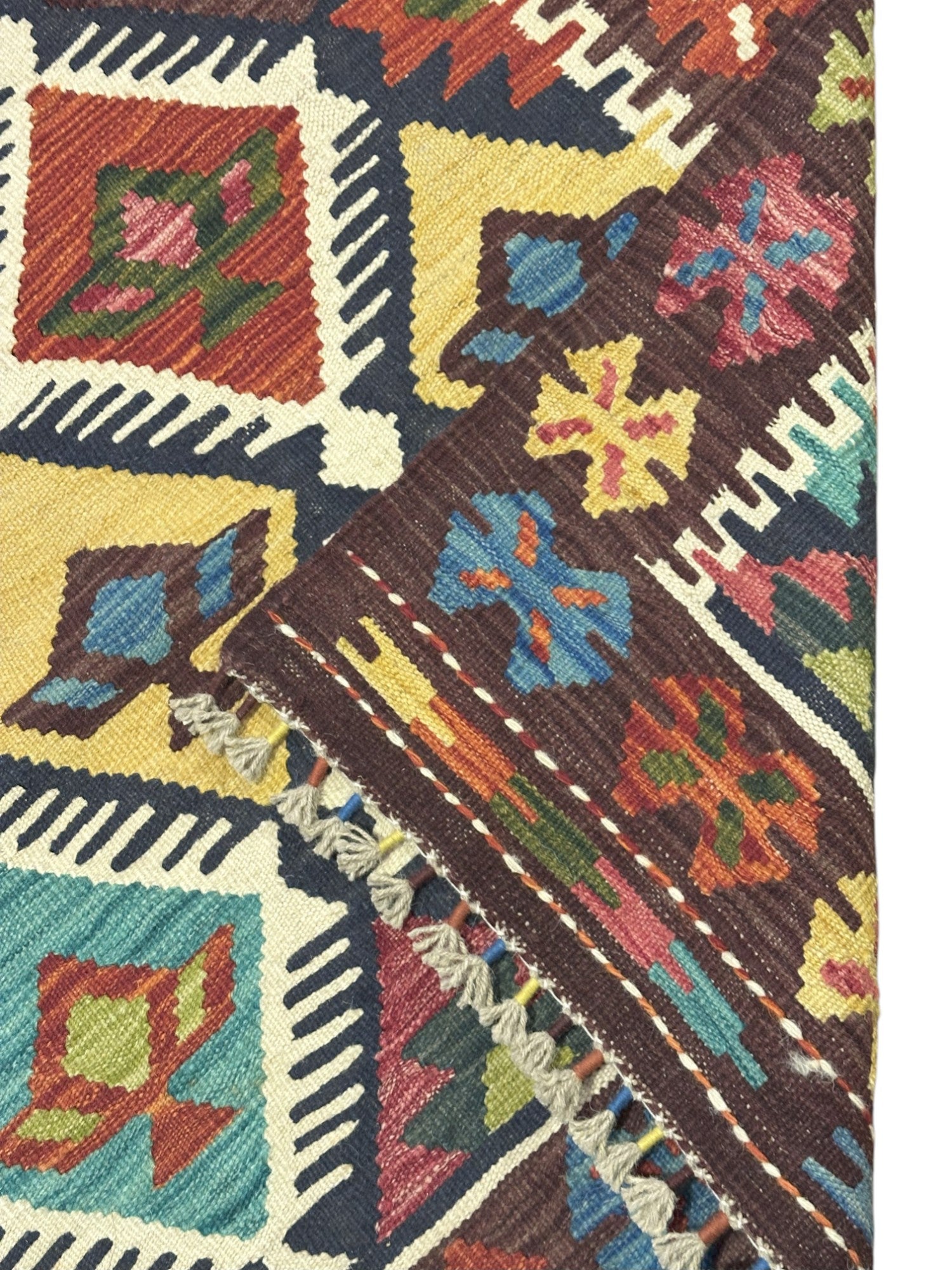 Hand-Woven Afghani Kilim Wool Rug 6'6" x 10'1"