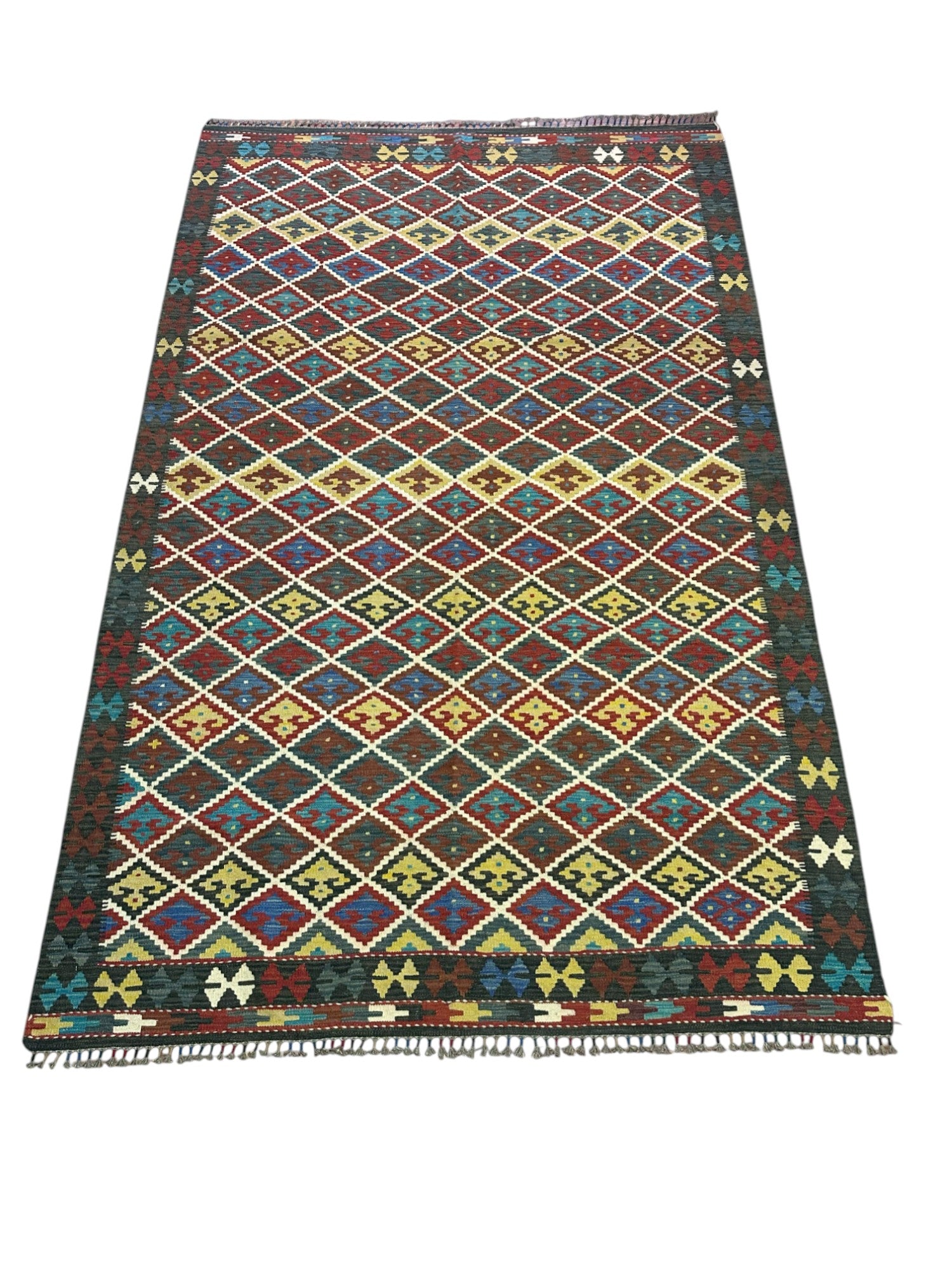 Hand-Woven Afghani Kilim Wool Rug 6'5" x 10'