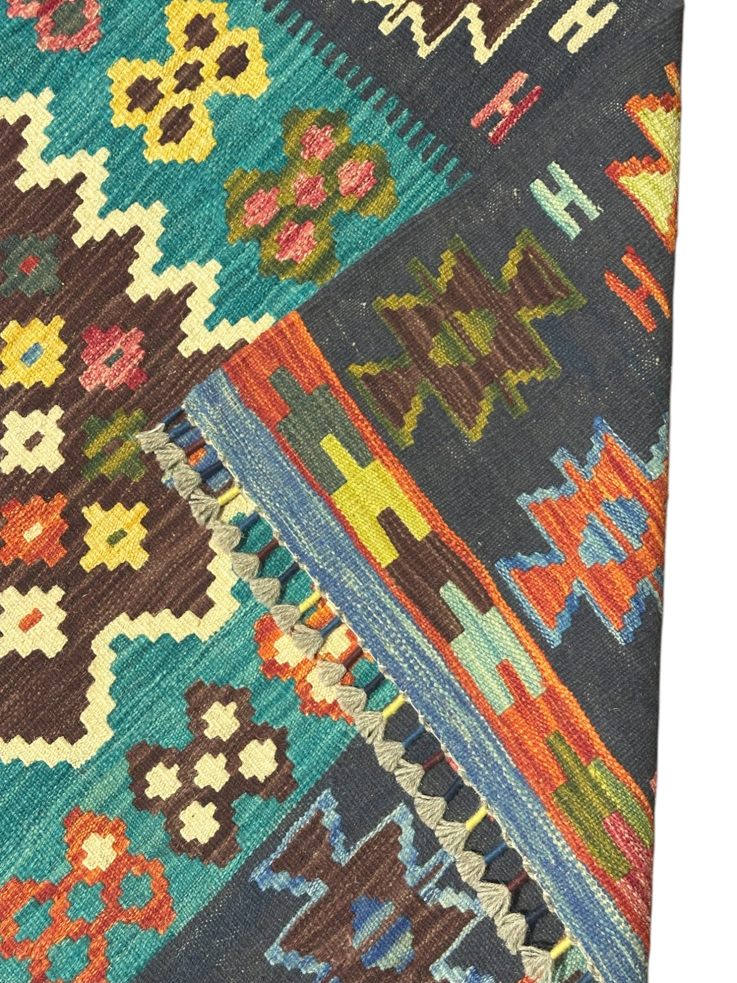 Hand-Woven Afghani Kilim Wool Rug 6'6" x 10'1"