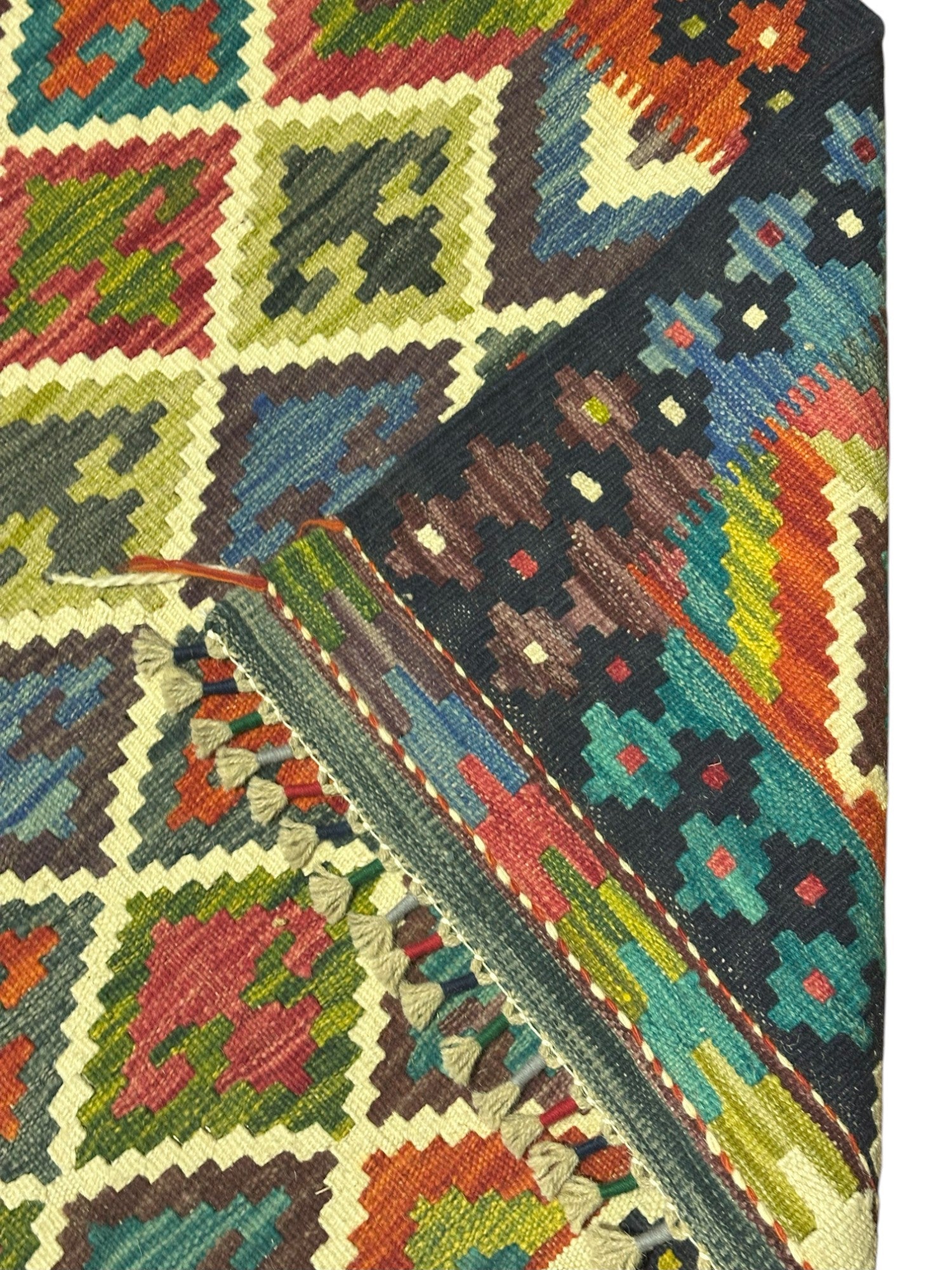 Hand-Woven Afghani Kilim Wool Rug 6'7" x 9'11"