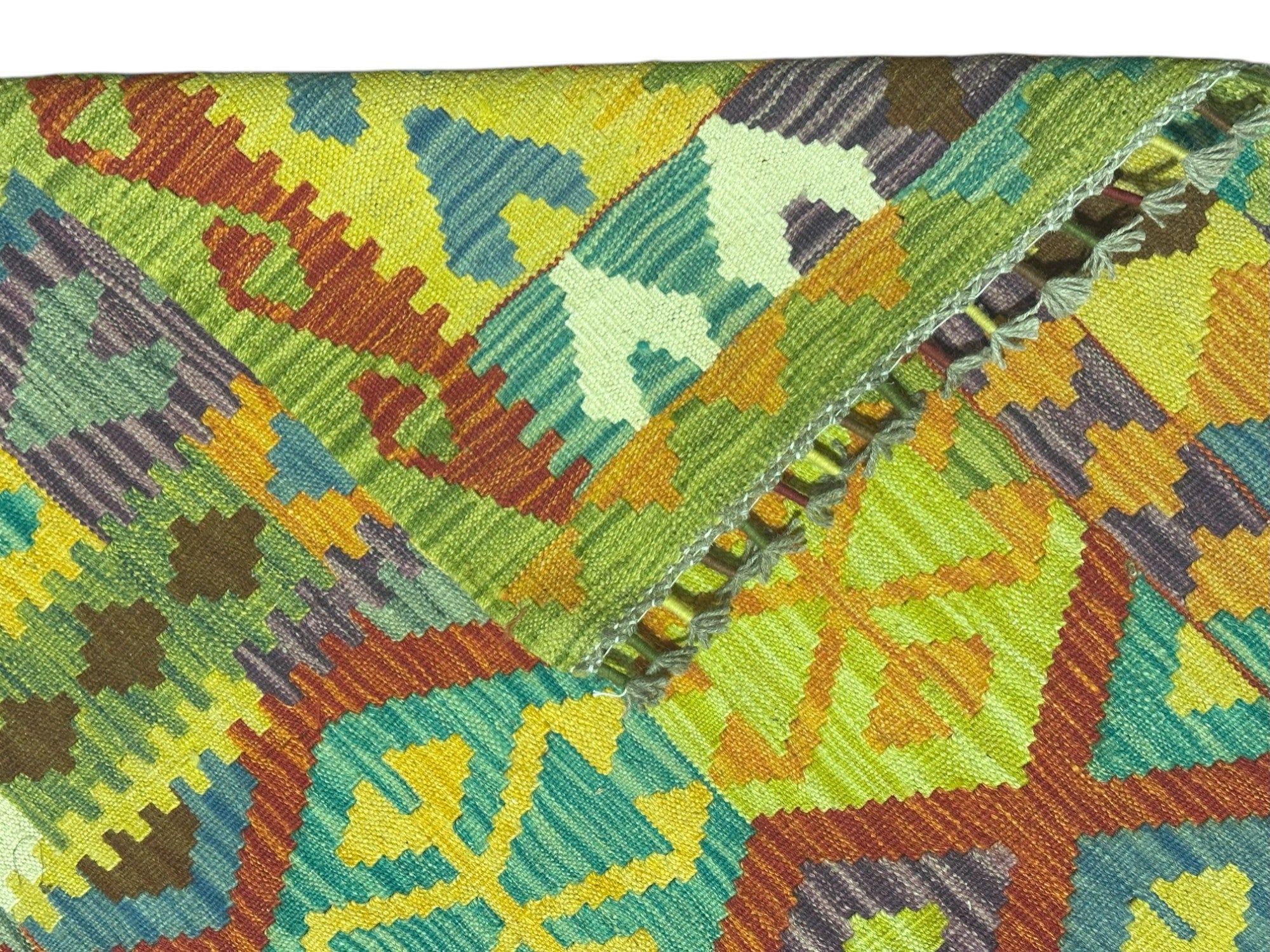 Hand-Woven Afghani Kilim Wool Rug 6'7" x 9'9"