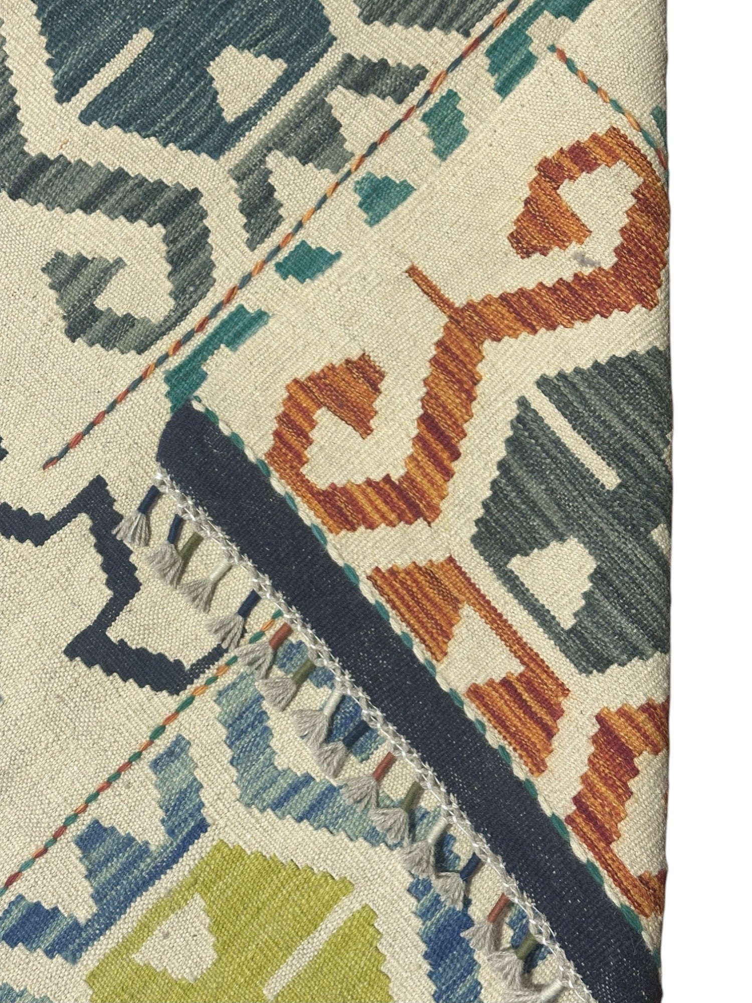 Hand-Woven Afghani Kilim Wool Rug 6'7" x 9'11"
