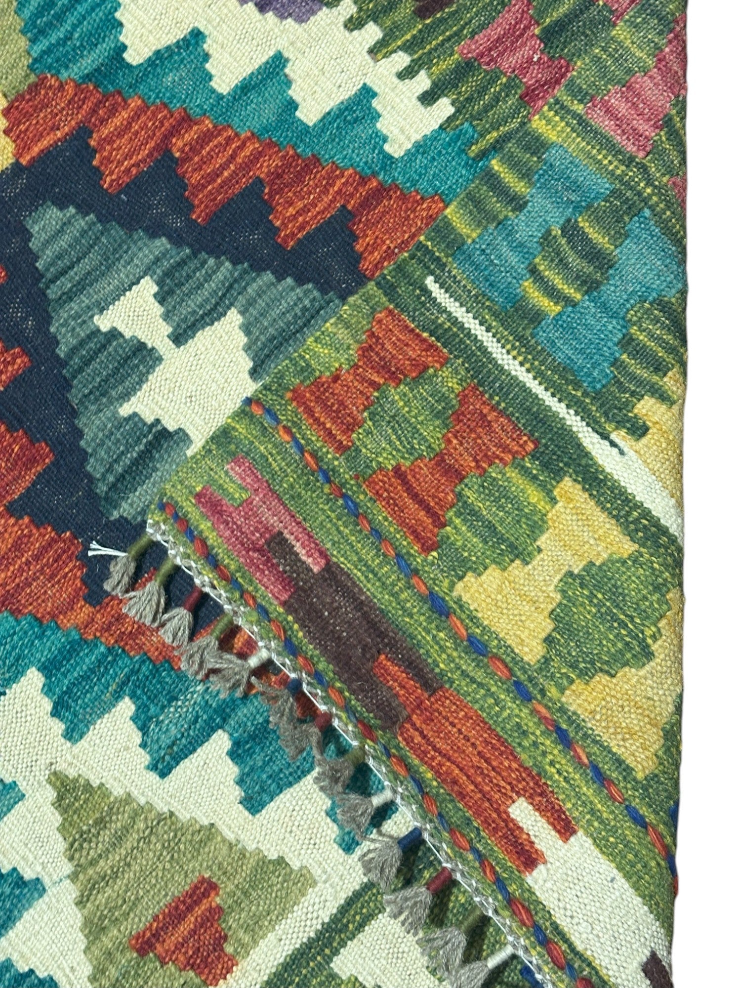 Hand-Woven Afghani Kilim Wool Rug 6'6" x 9'9"