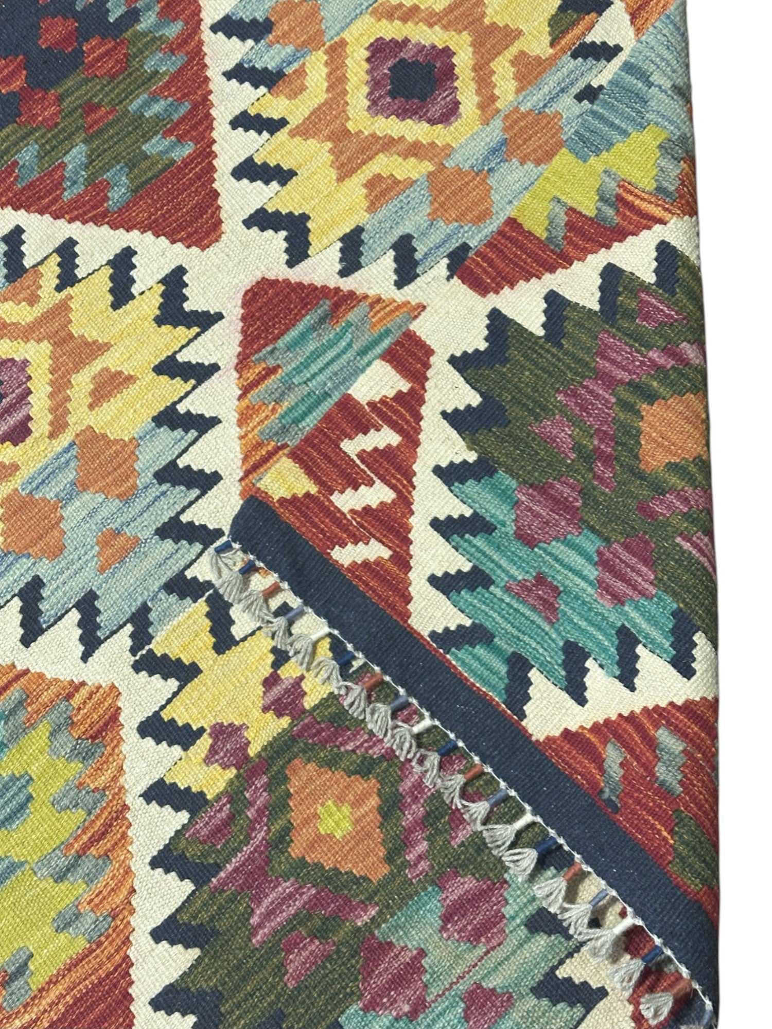 Hand-Woven Afghani Kilim Wool Rug 6'11" x 9'11"