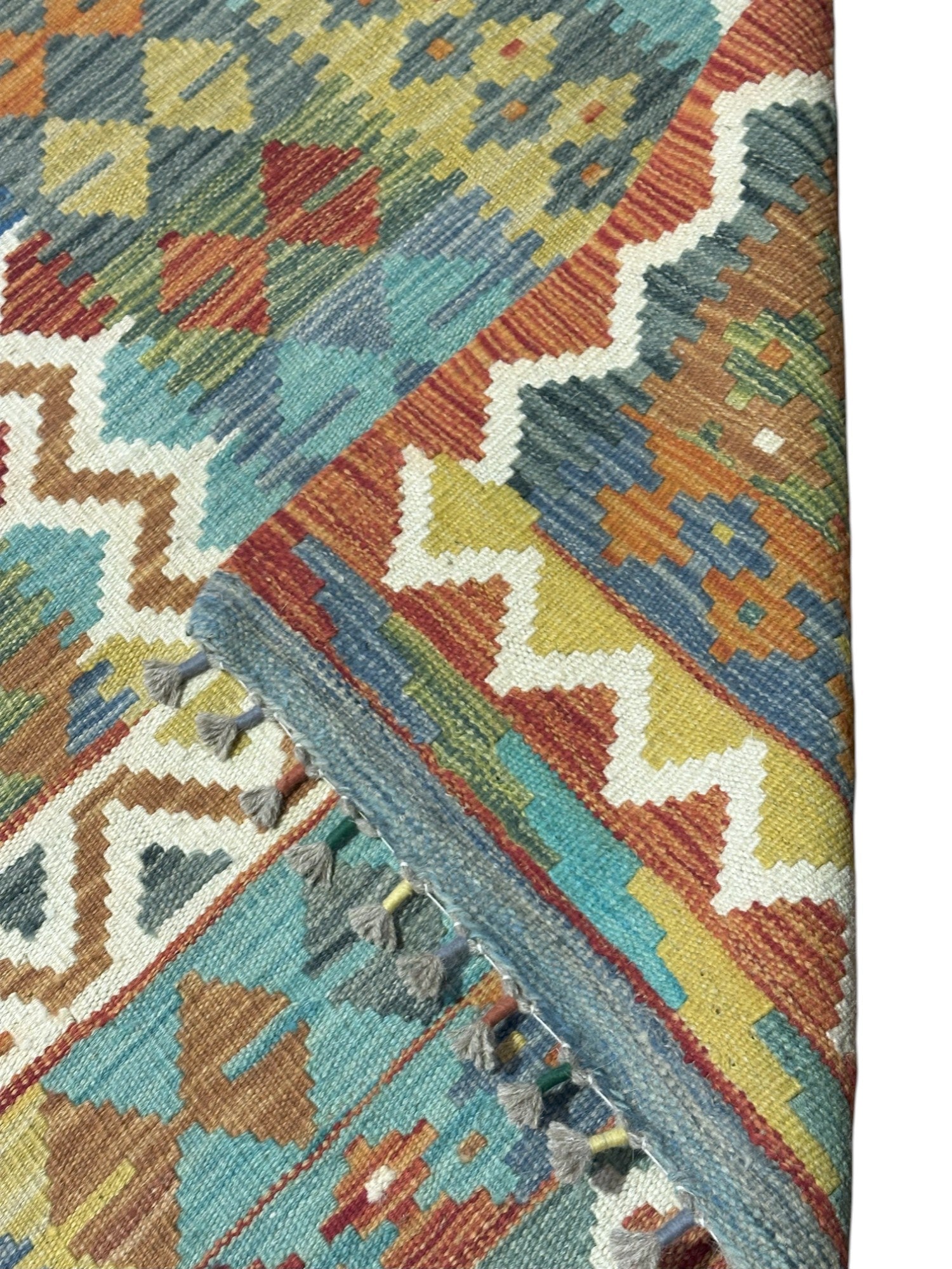 Hand-Woven Afghani Kilim Wool Rug 6'11" x 9'9"